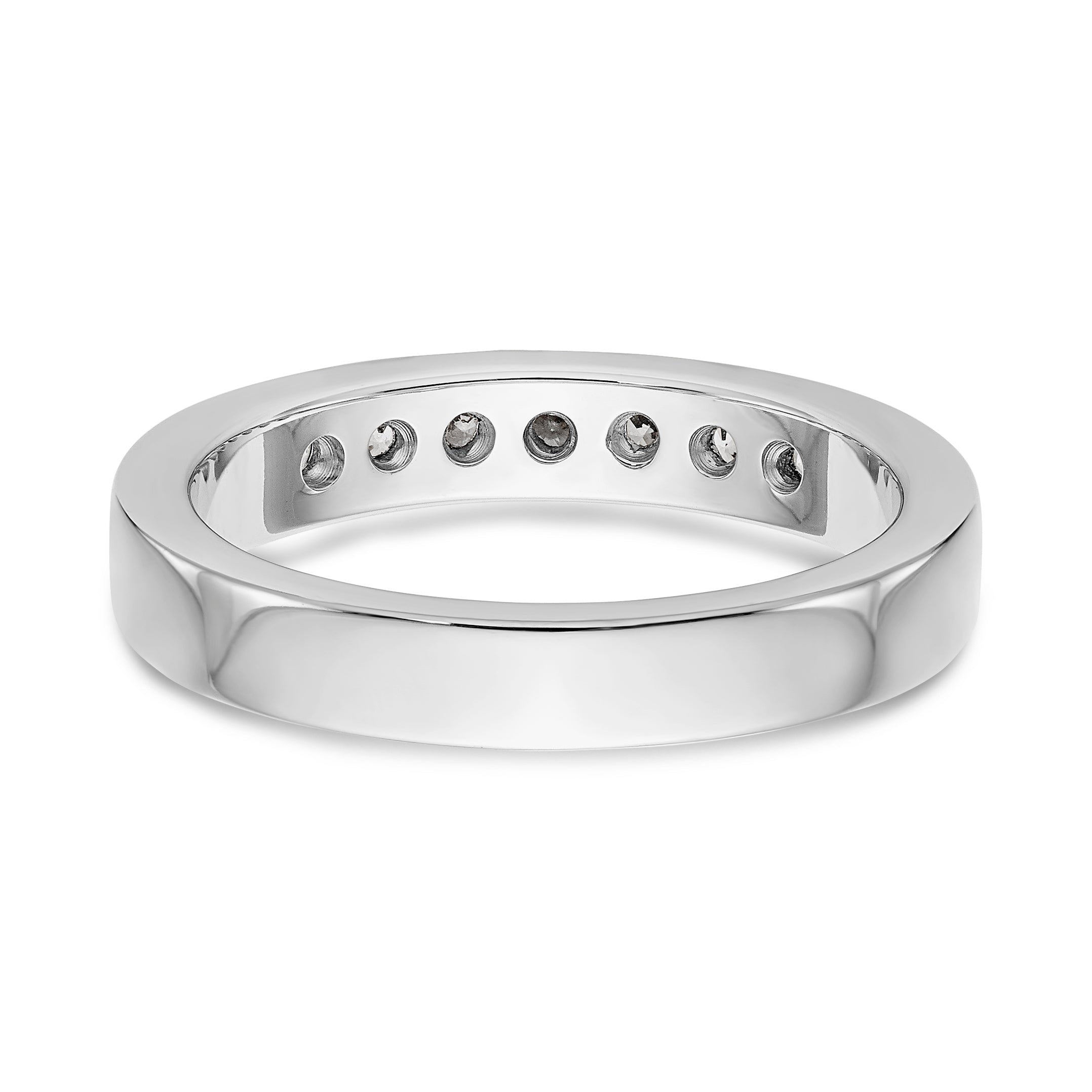 14K White Gold 7-Stone 1/3 carat Round Diamond Complete Channel Band
