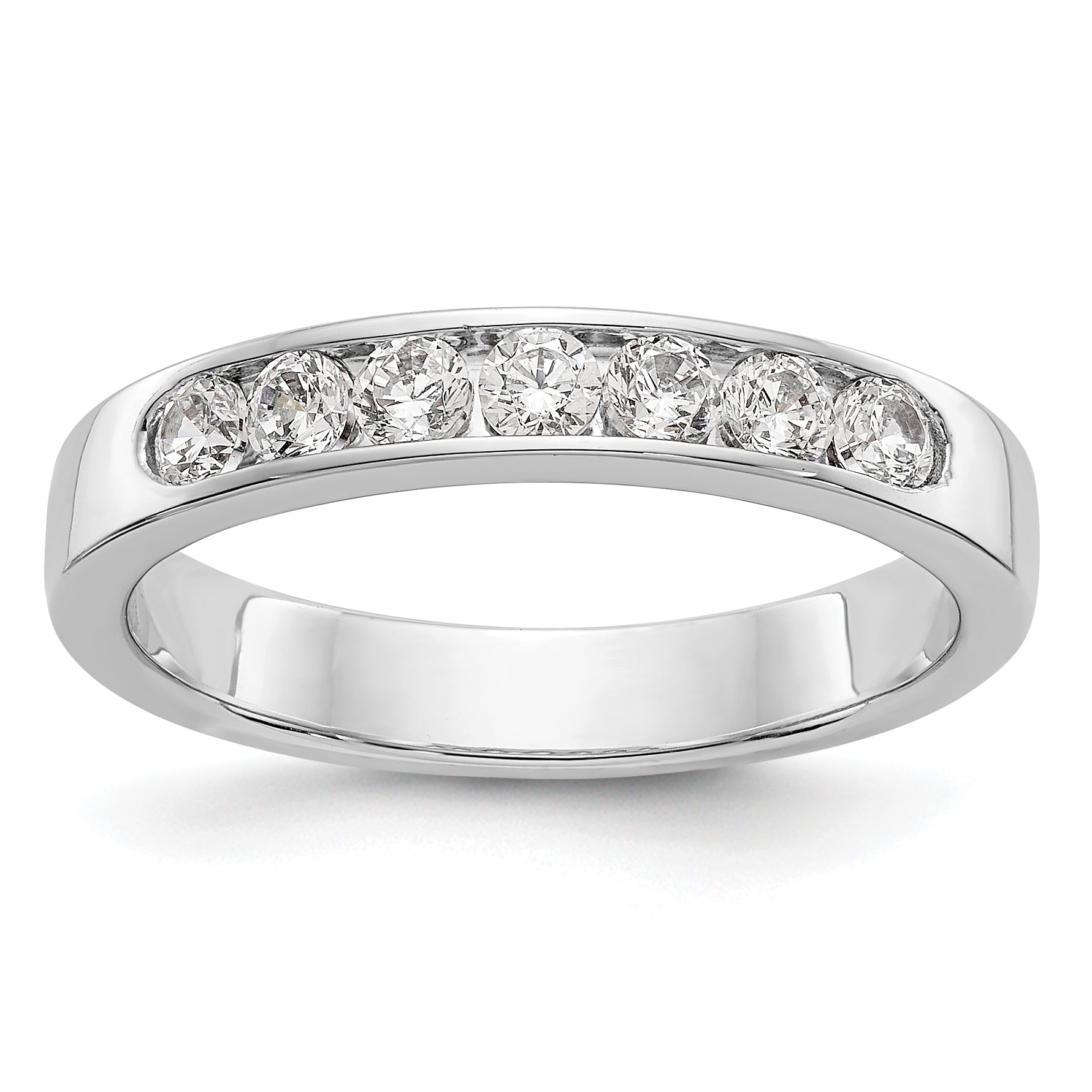 14K White Gold 7-Stone 3/8 carat Round Diamond Complete Channel Band Main image