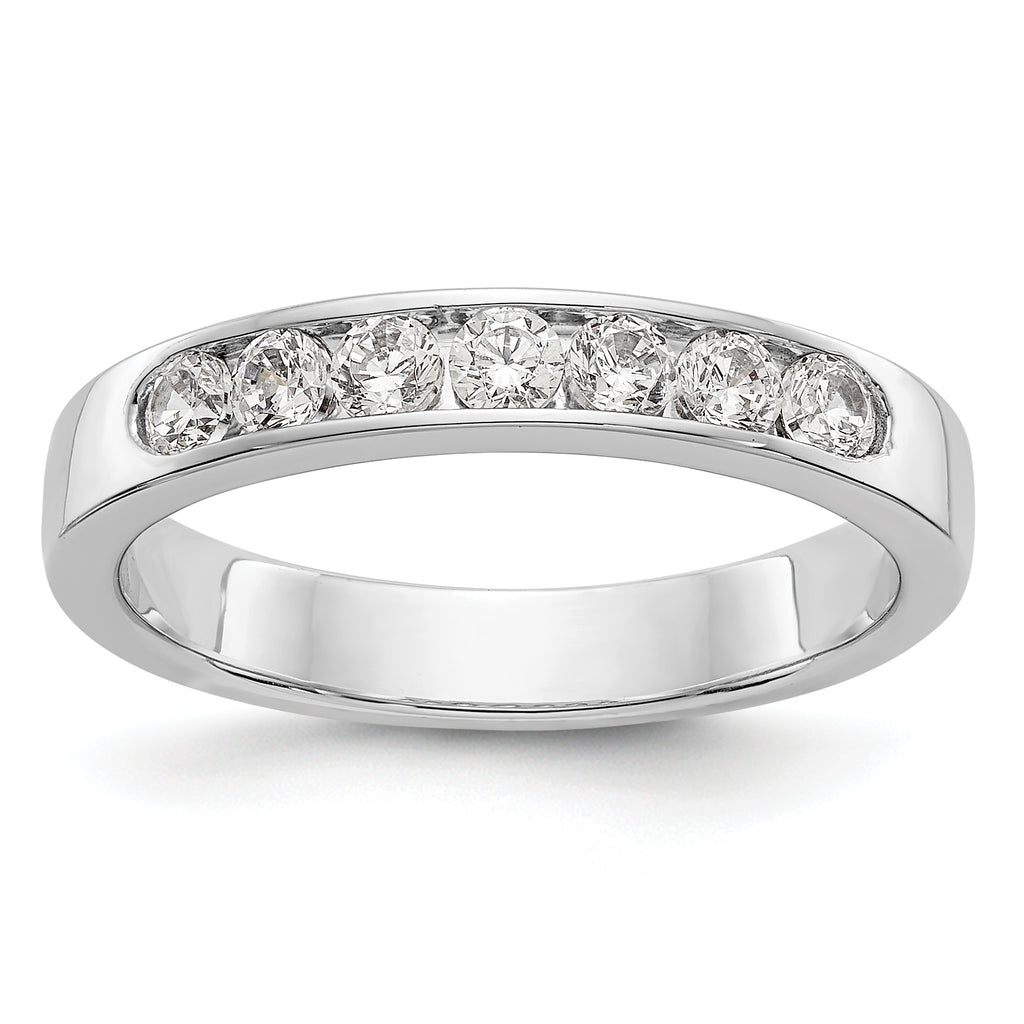 14K White Gold 7-Stone 3/8 carat Round Diamond Complete Channel Band