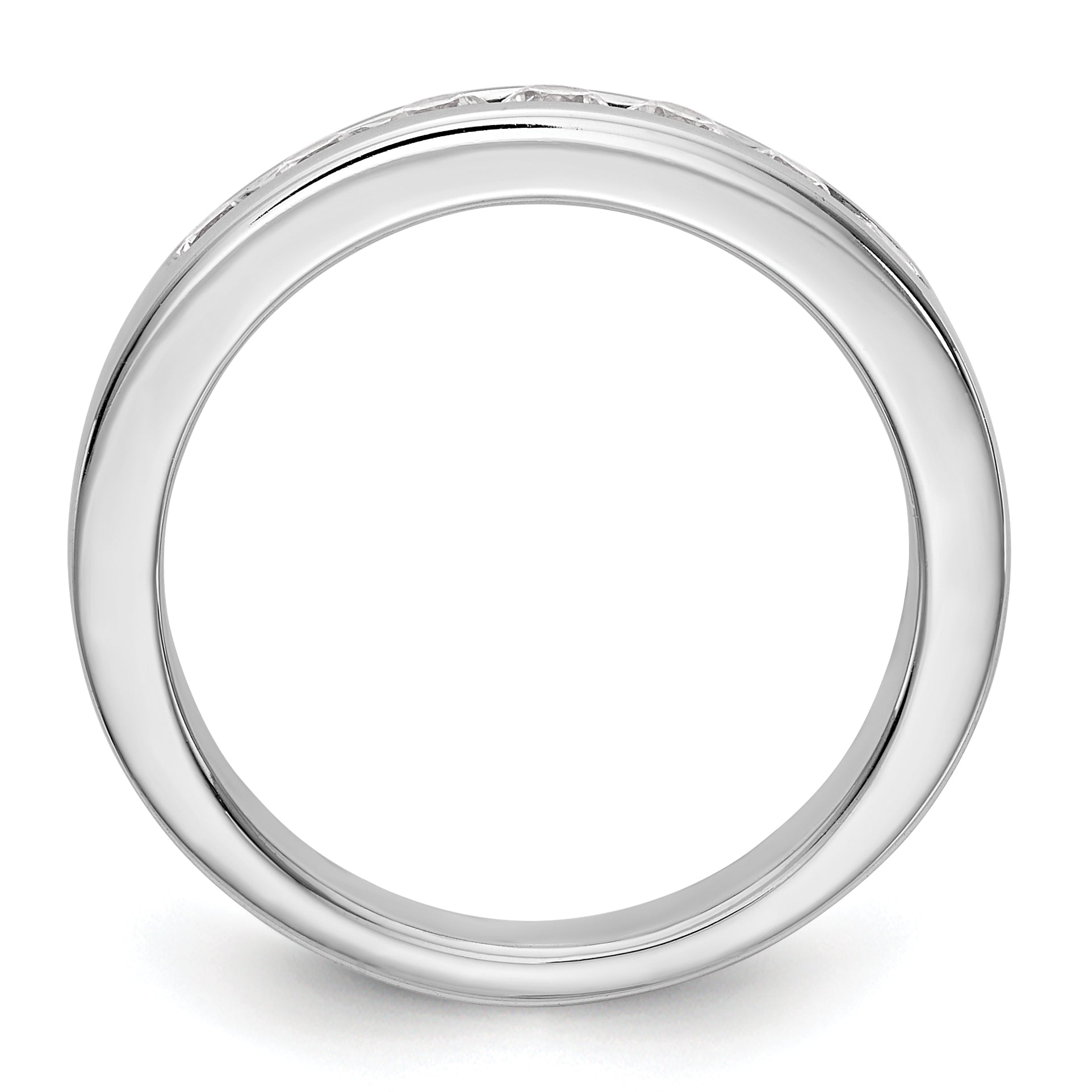 14K White Gold 7-Stone 1/2 carat Round Diamond Complete Channel Band