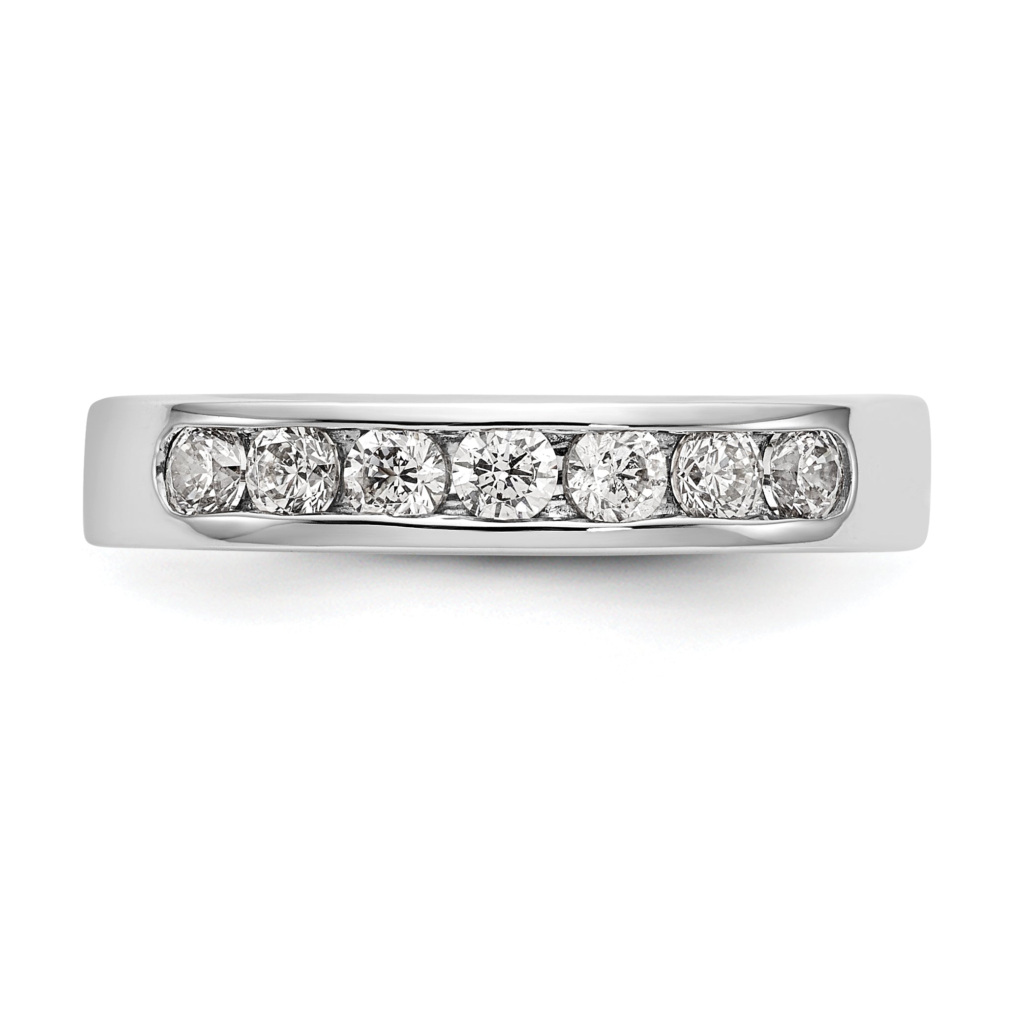 14K White Gold 7-Stone 1/2 carat Round Diamond Complete Channel Band