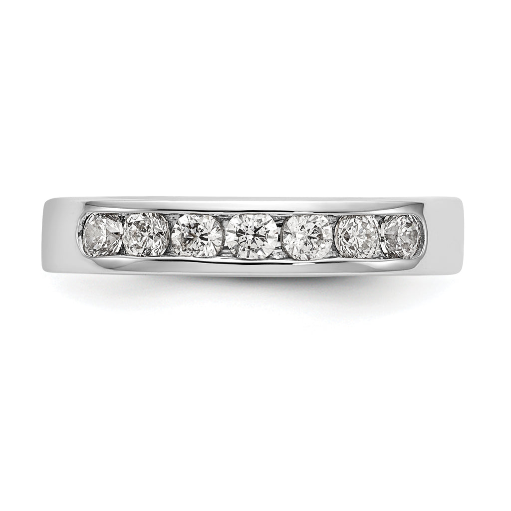 14K White Gold 7-Stone 1/2 carat Round Diamond Complete Channel Band