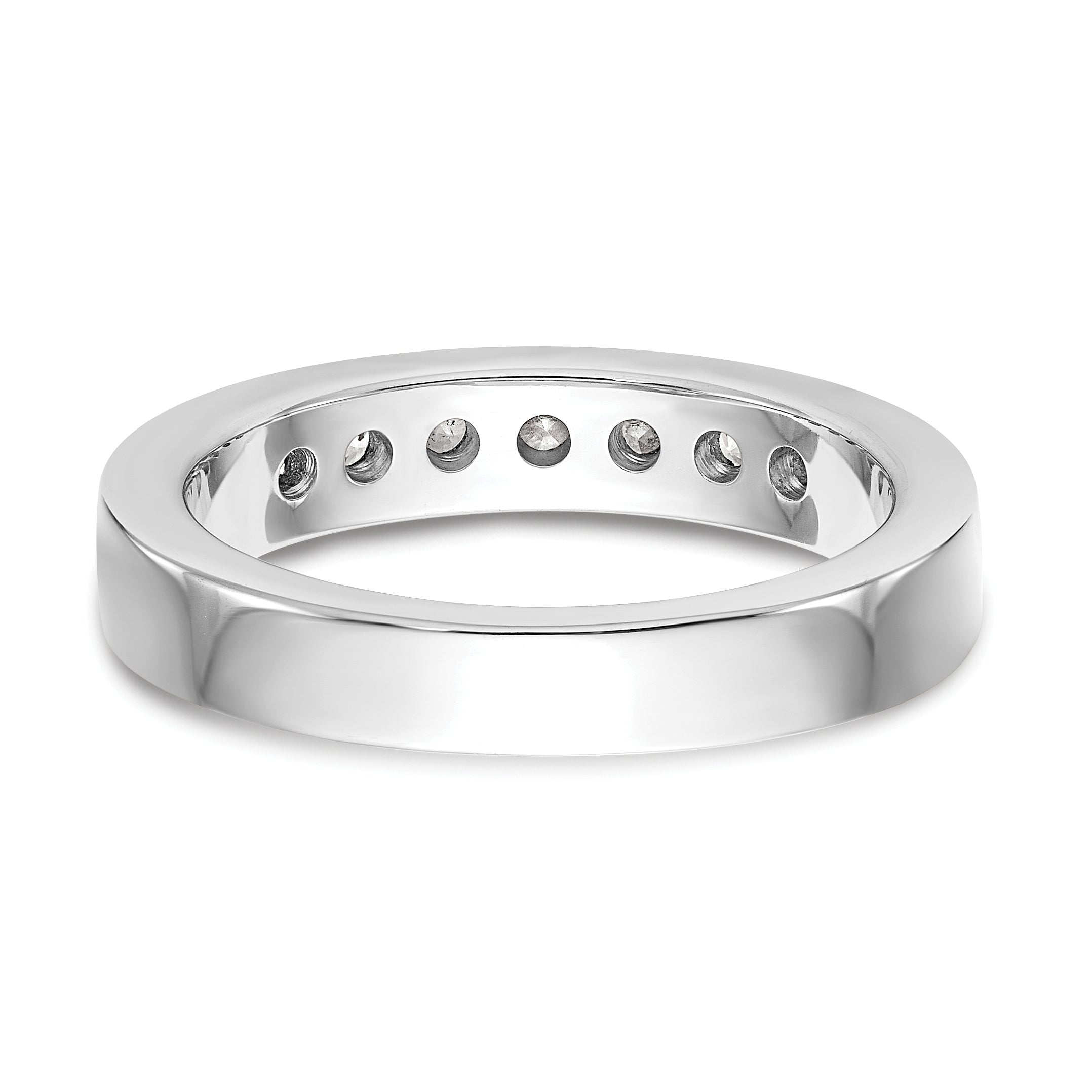 14K White Gold 7-Stone 1/2 carat Round Diamond Complete Channel Band