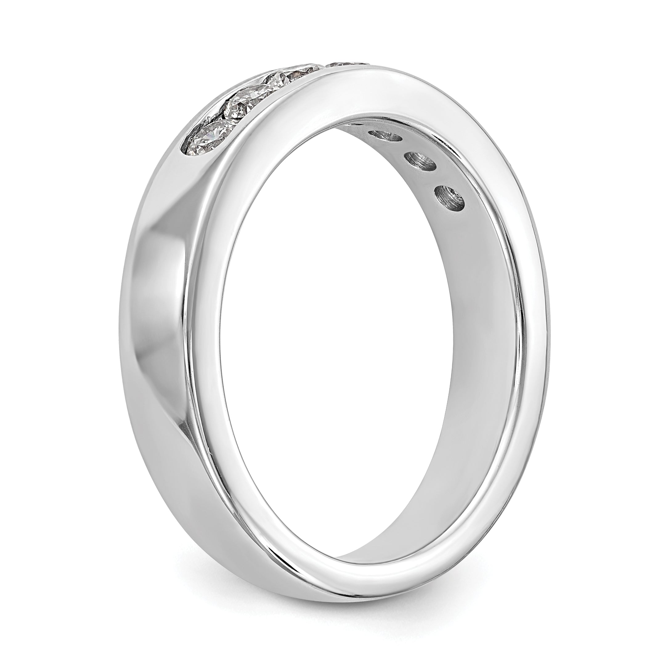 14K White Gold 7-Stone 1/2 carat Round Diamond Complete Channel Band