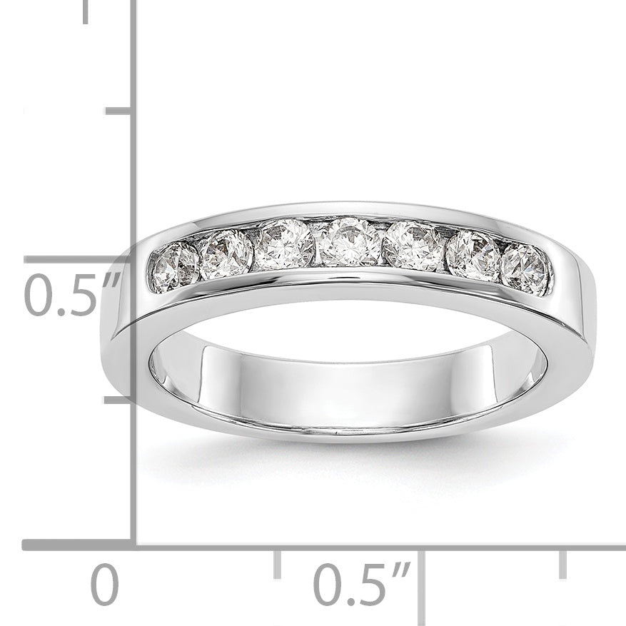 14K White Gold 7-Stone 1/2 carat Round Diamond Complete Channel Band