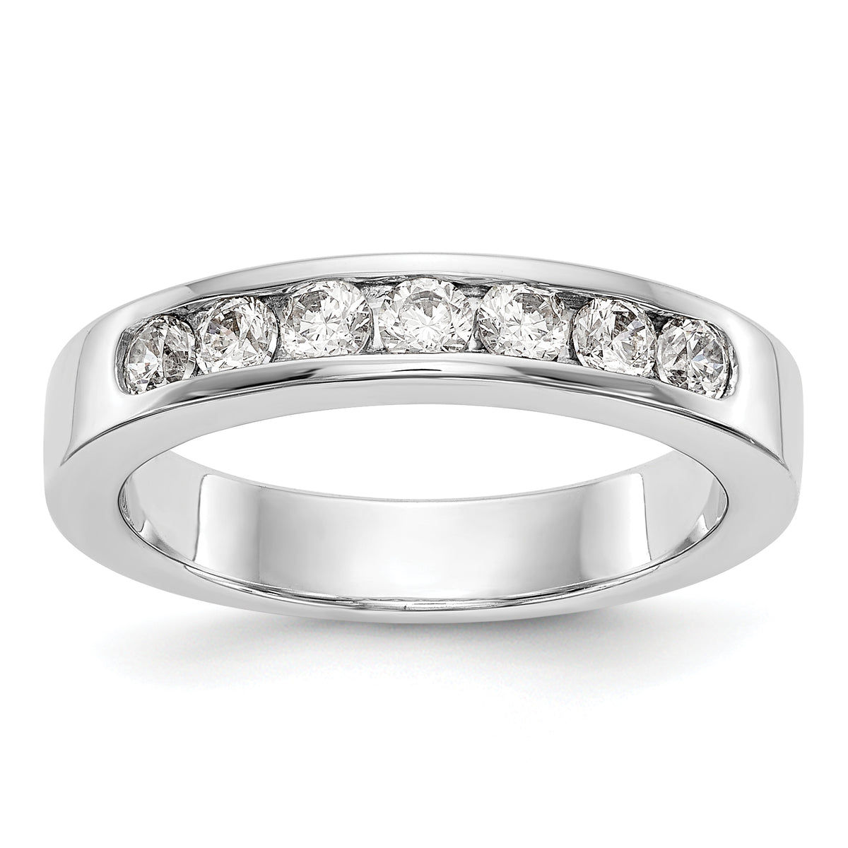 14K White Gold 7-Stone 1/2 carat Round Diamond Complete Channel Band - 6