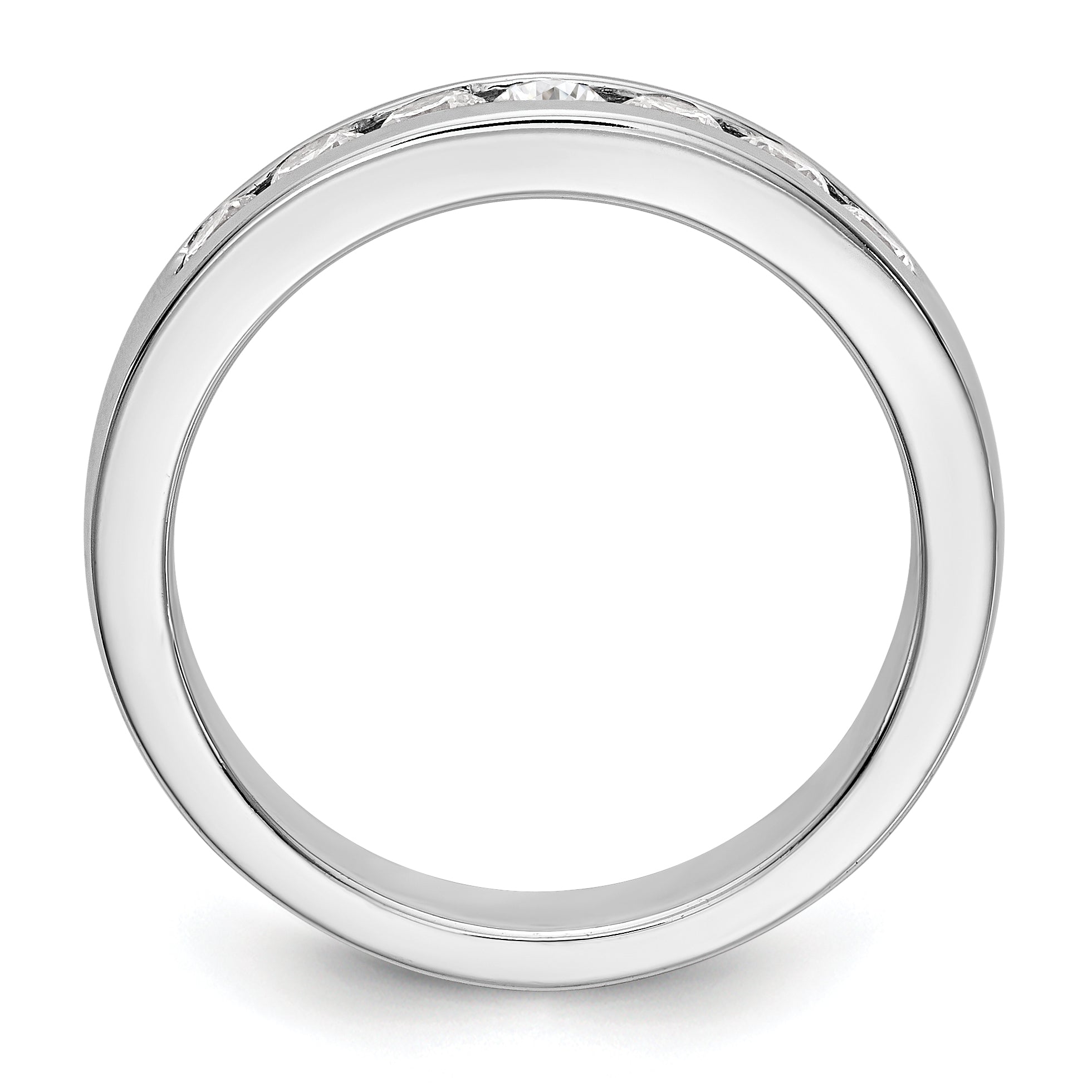 14K White Gold 7-Stone 1/2 carat Round Diamond Complete Channel Band