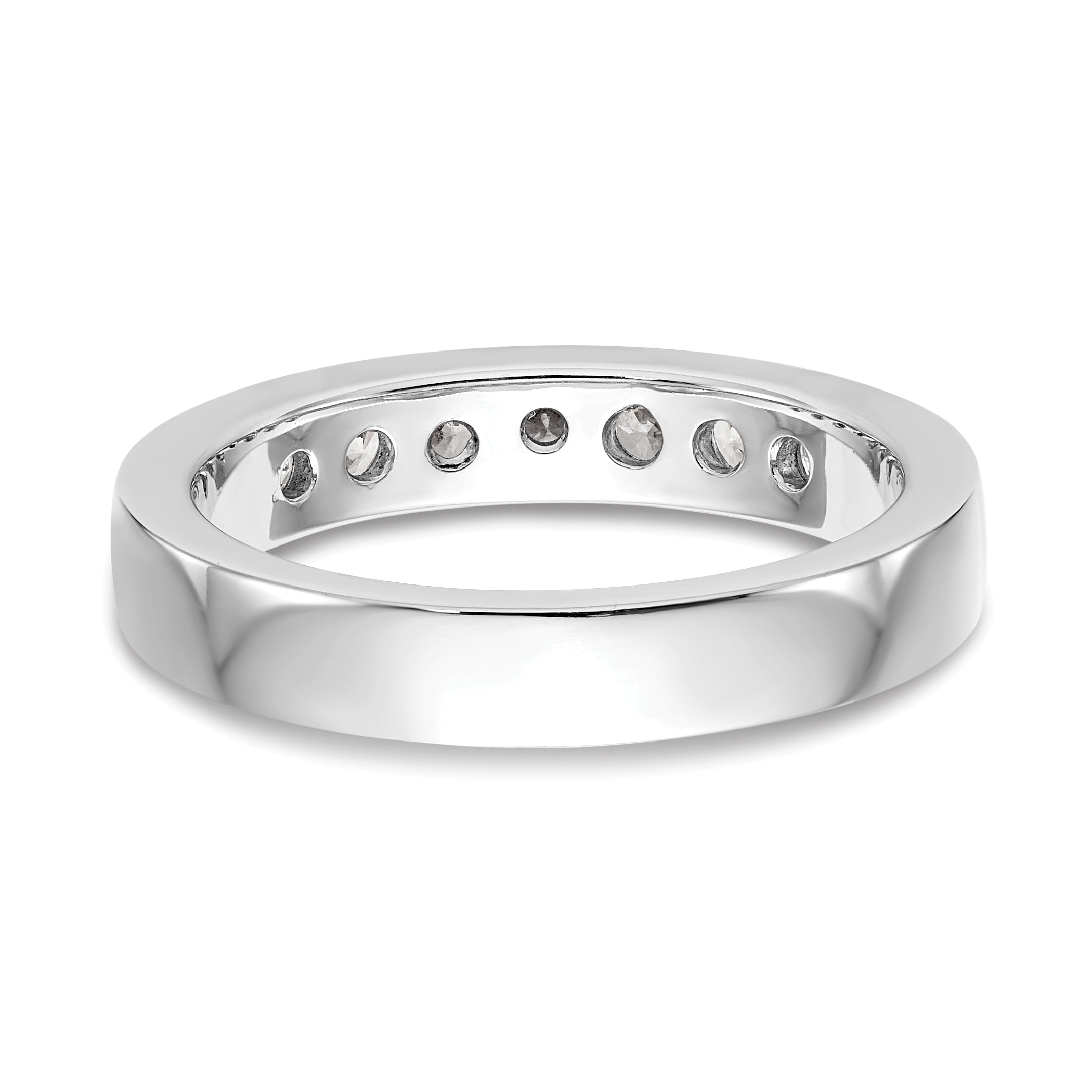 14K White Gold 7-Stone 1/2 carat Round Diamond Complete Channel Band