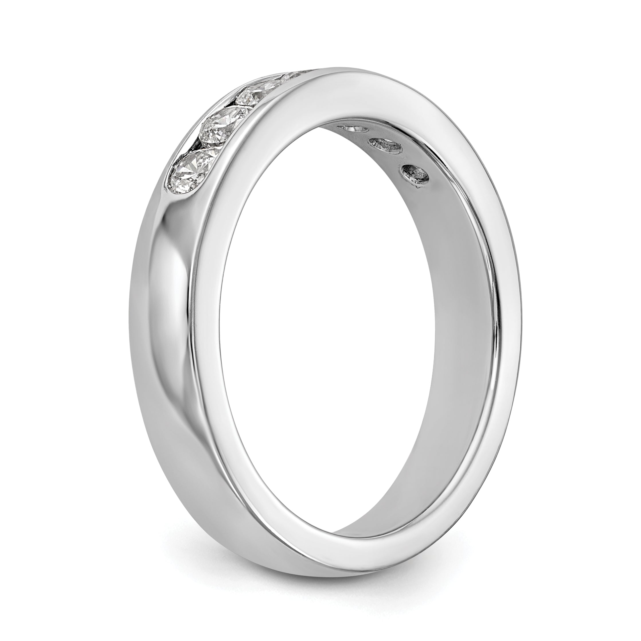 14K White Gold 7-Stone 1/2 carat Round Diamond Complete Channel Band