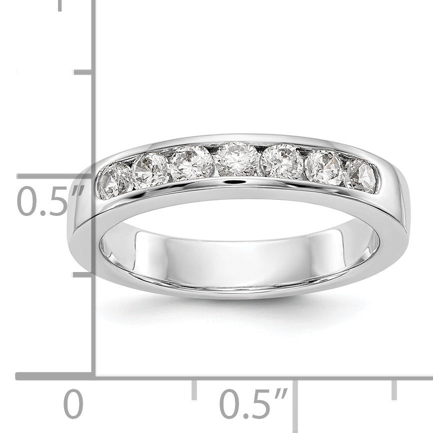 14K White Gold 7-Stone 1/2 carat Round Diamond Complete Channel Band