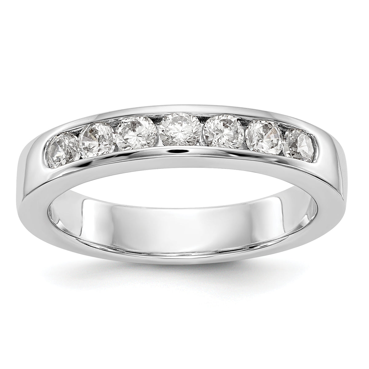 14K White Gold 7-Stone 1/2 carat Round Diamond Complete Channel Band - 6
