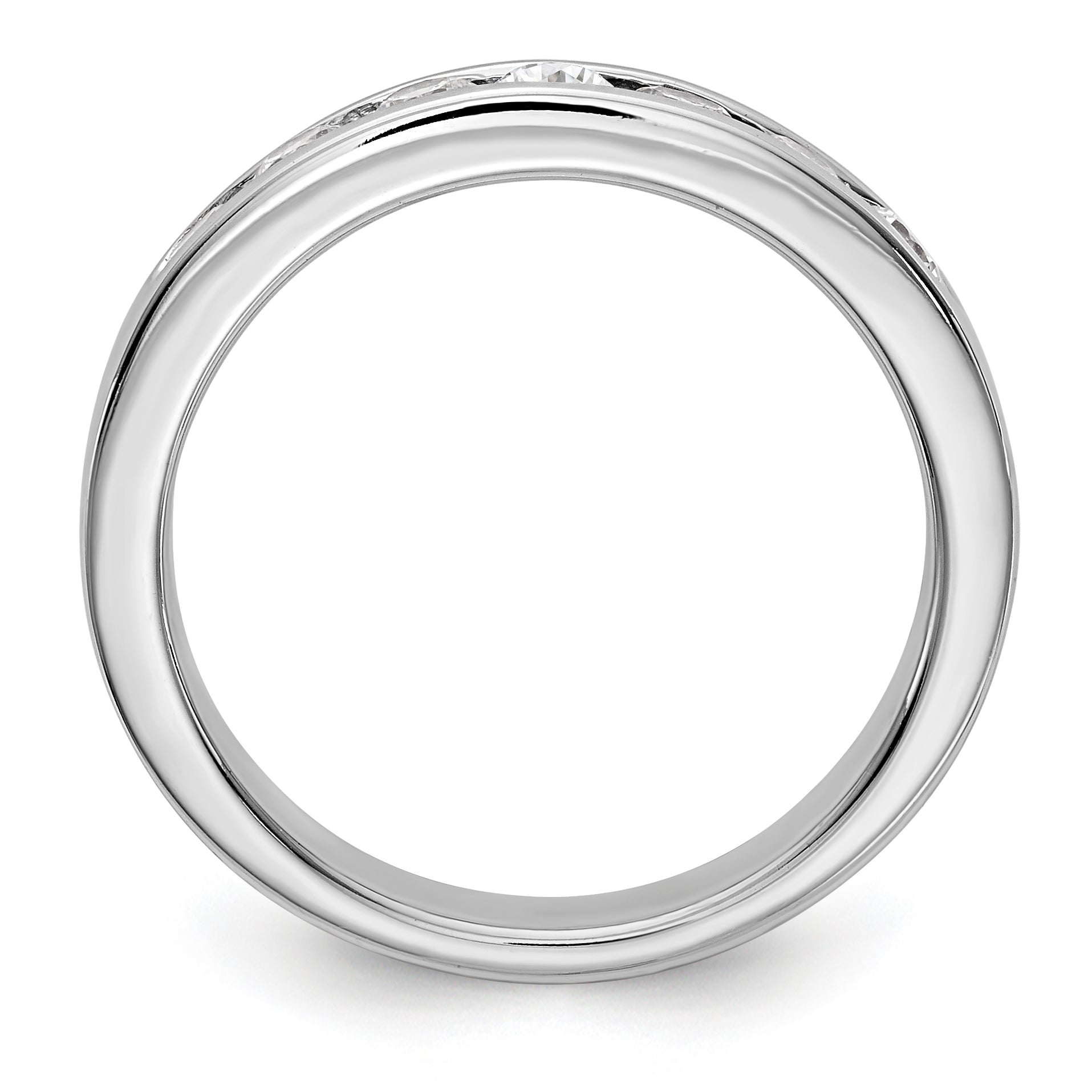 14K White Gold 7-Stone 5/8 carat Round Diamond Complete Channel Band - 6