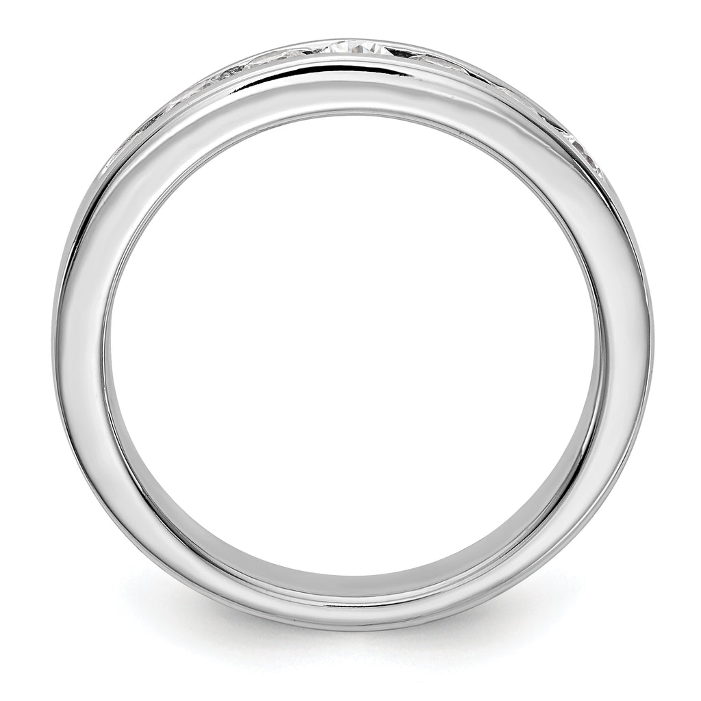 14K White Gold 7-Stone 5/8 carat Round Diamond Complete Channel Band