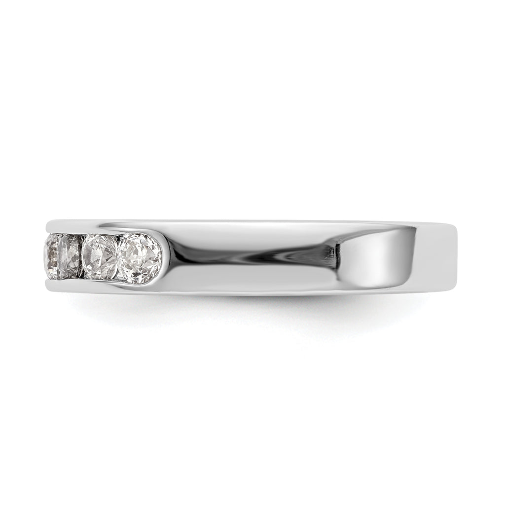 14K White Gold 7-Stone 5/8 carat Round Diamond Complete Channel Band