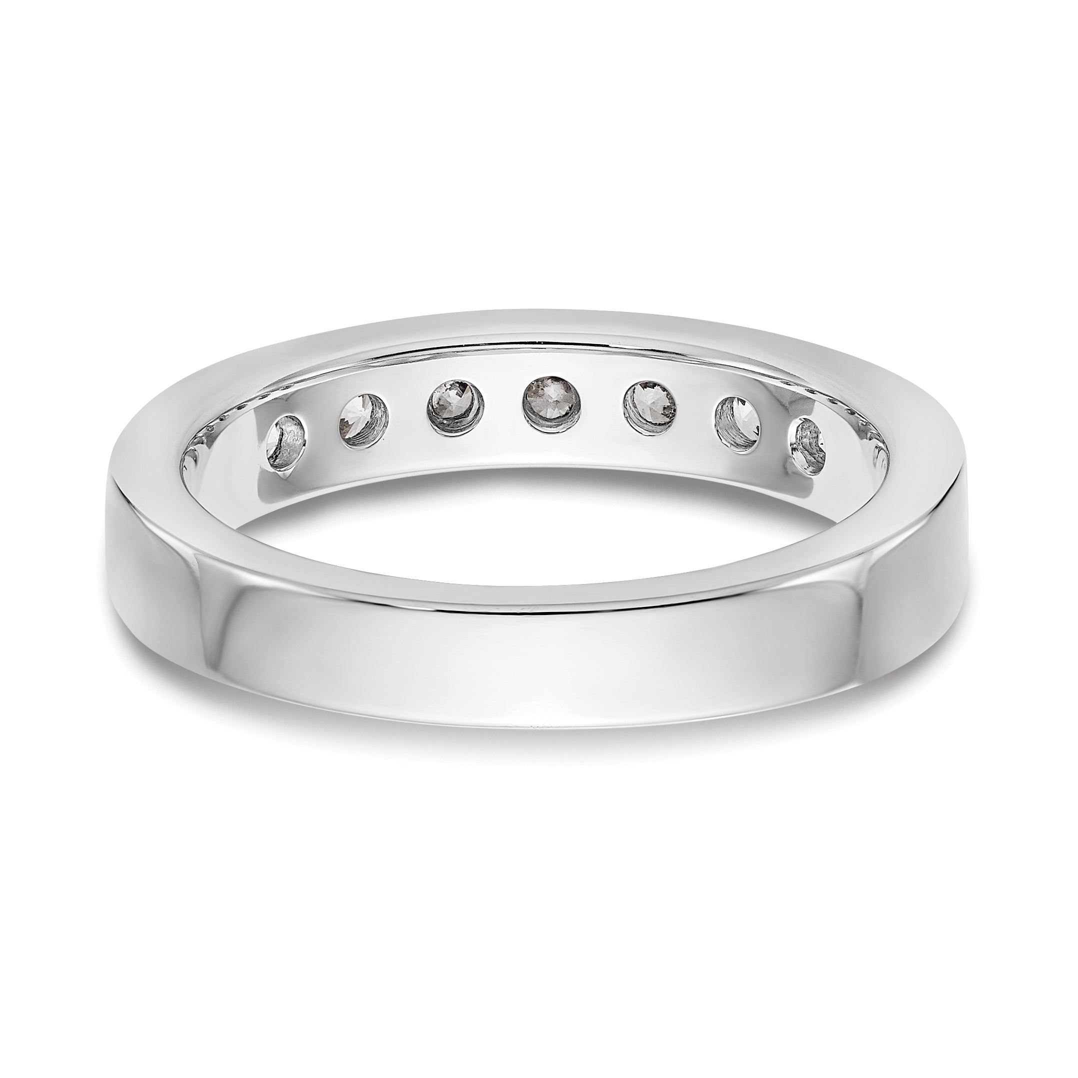 14K White Gold 7-Stone 5/8 carat Round Diamond Complete Channel Band
