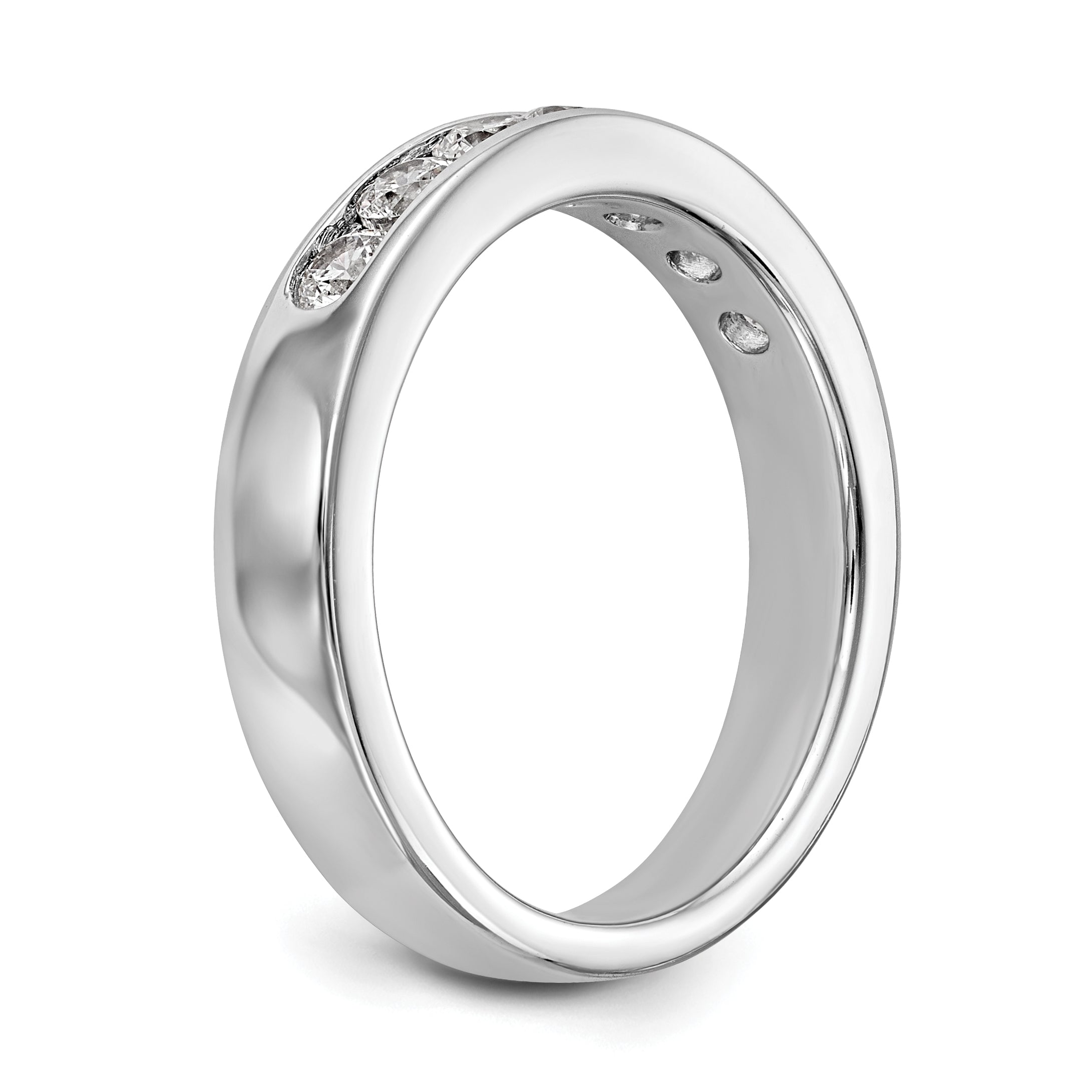 14K White Gold 7-Stone 5/8 carat Round Diamond Complete Channel Band