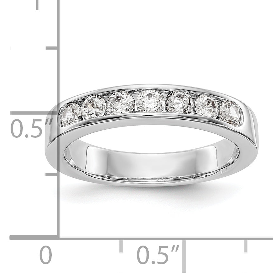 14K White Gold 7-Stone 5/8 carat Round Diamond Complete Channel Band