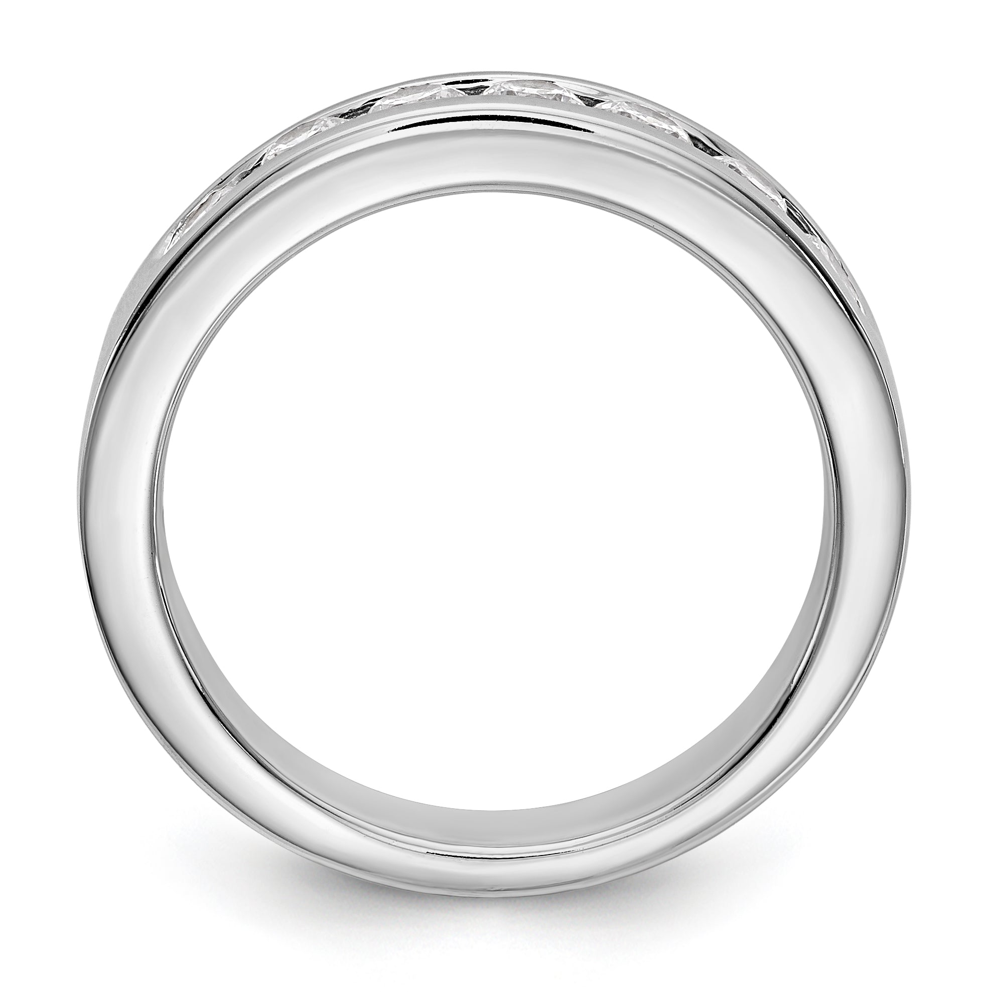 14K White Gold 7-Stone 5/8 carat Round Diamond Complete Channel Band