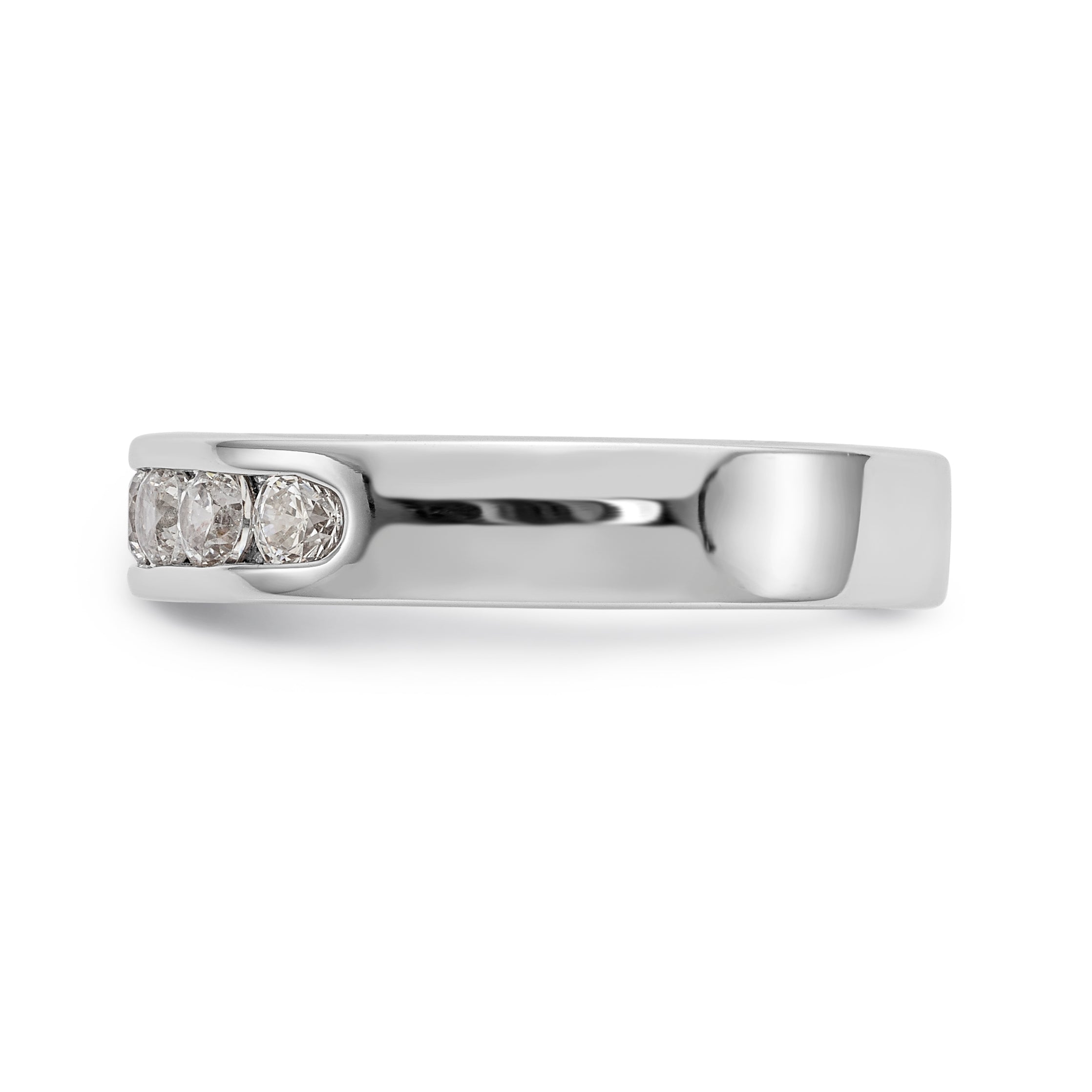 14K White Gold 7-Stone 5/8 carat Round Diamond Complete Channel Band