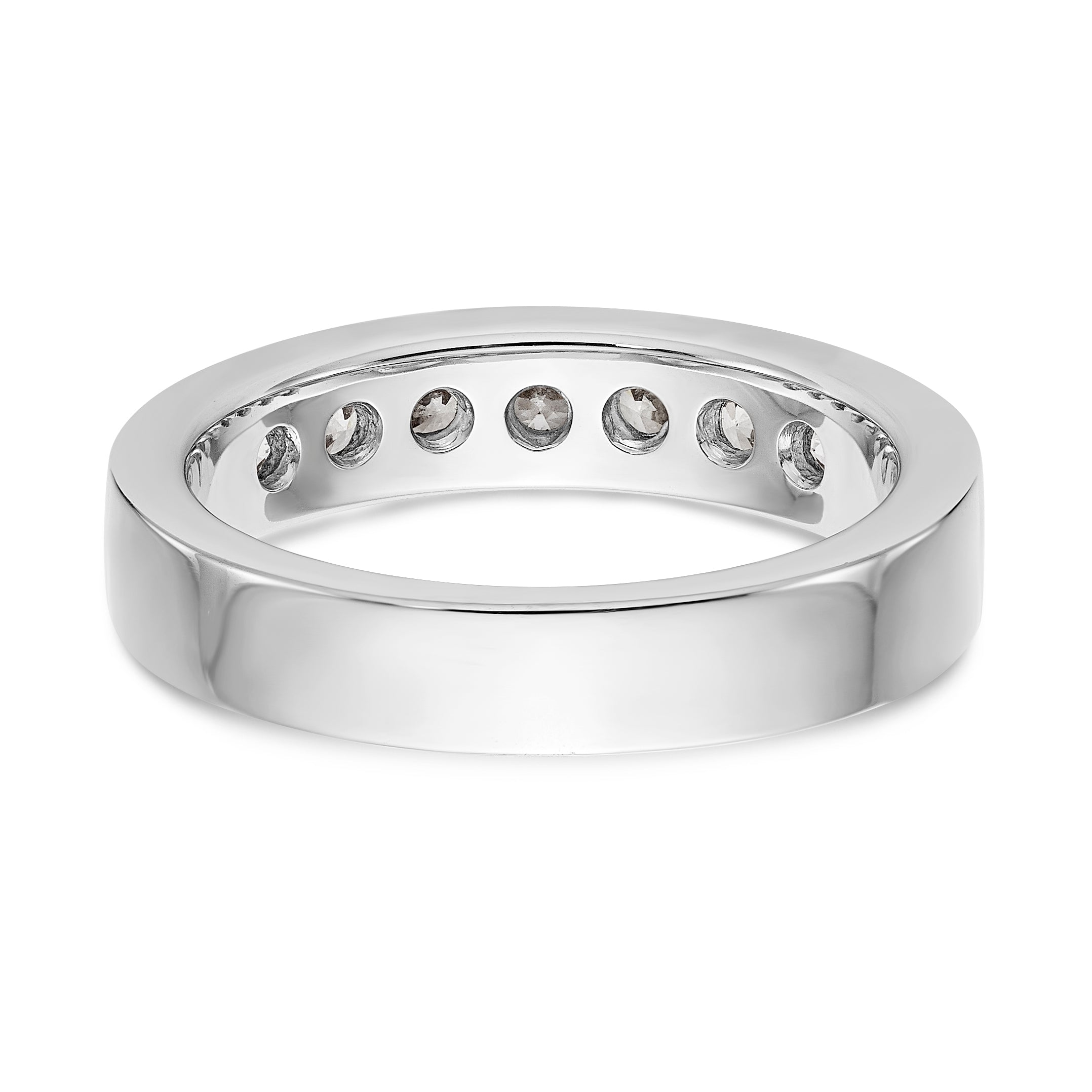 14K White Gold 7-Stone 5/8 carat Round Diamond Complete Channel Band