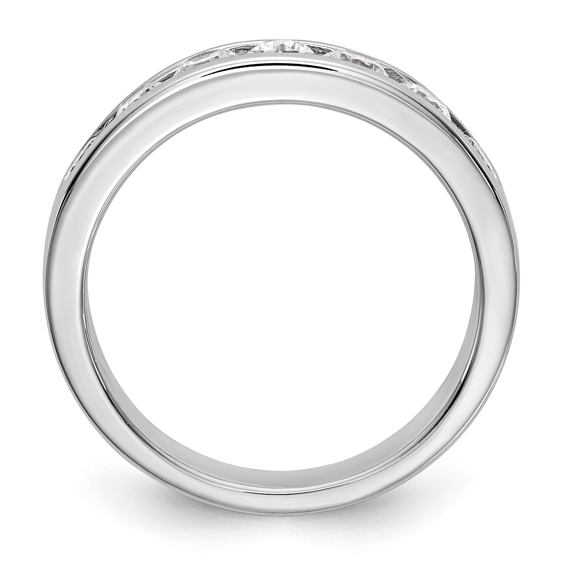 14K White Gold 7-Stone 3/4 carat Round Diamond Complete Channel Band - 6