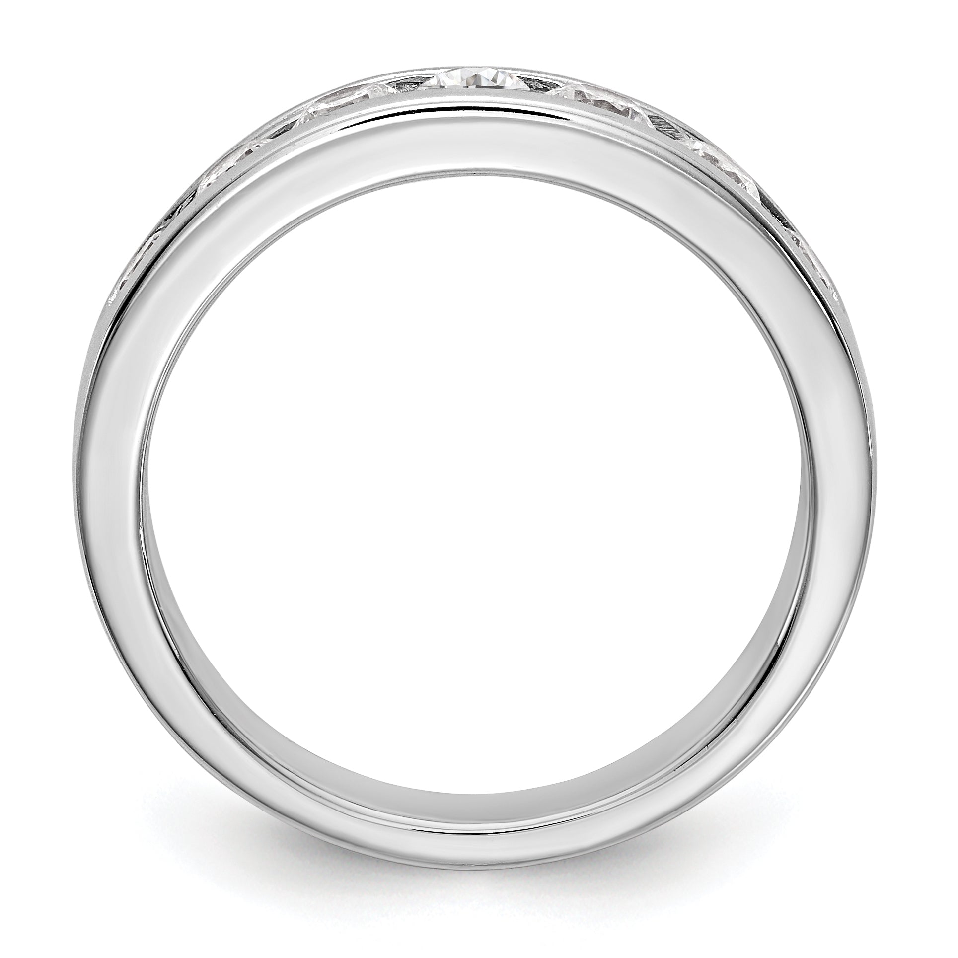 14K White Gold 7-Stone 3/4 carat Round Diamond Complete Channel Band