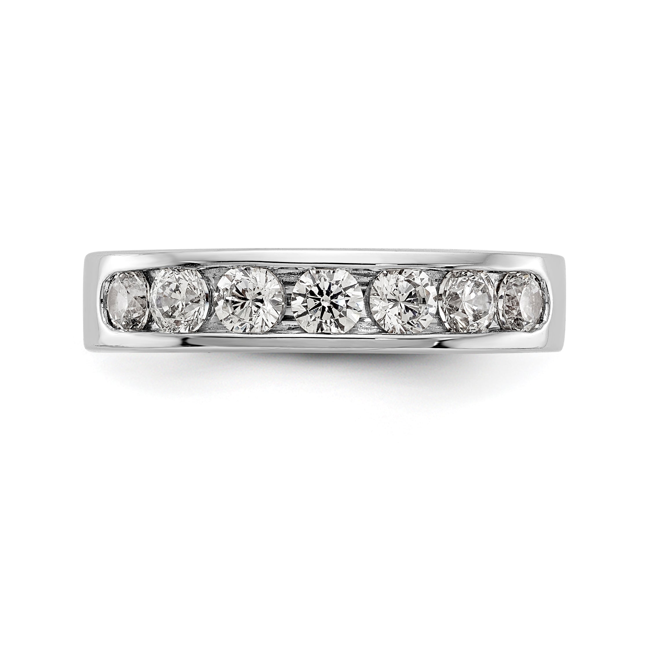 14K White Gold 7-Stone 3/4 carat Round Diamond Complete Channel Band - 6