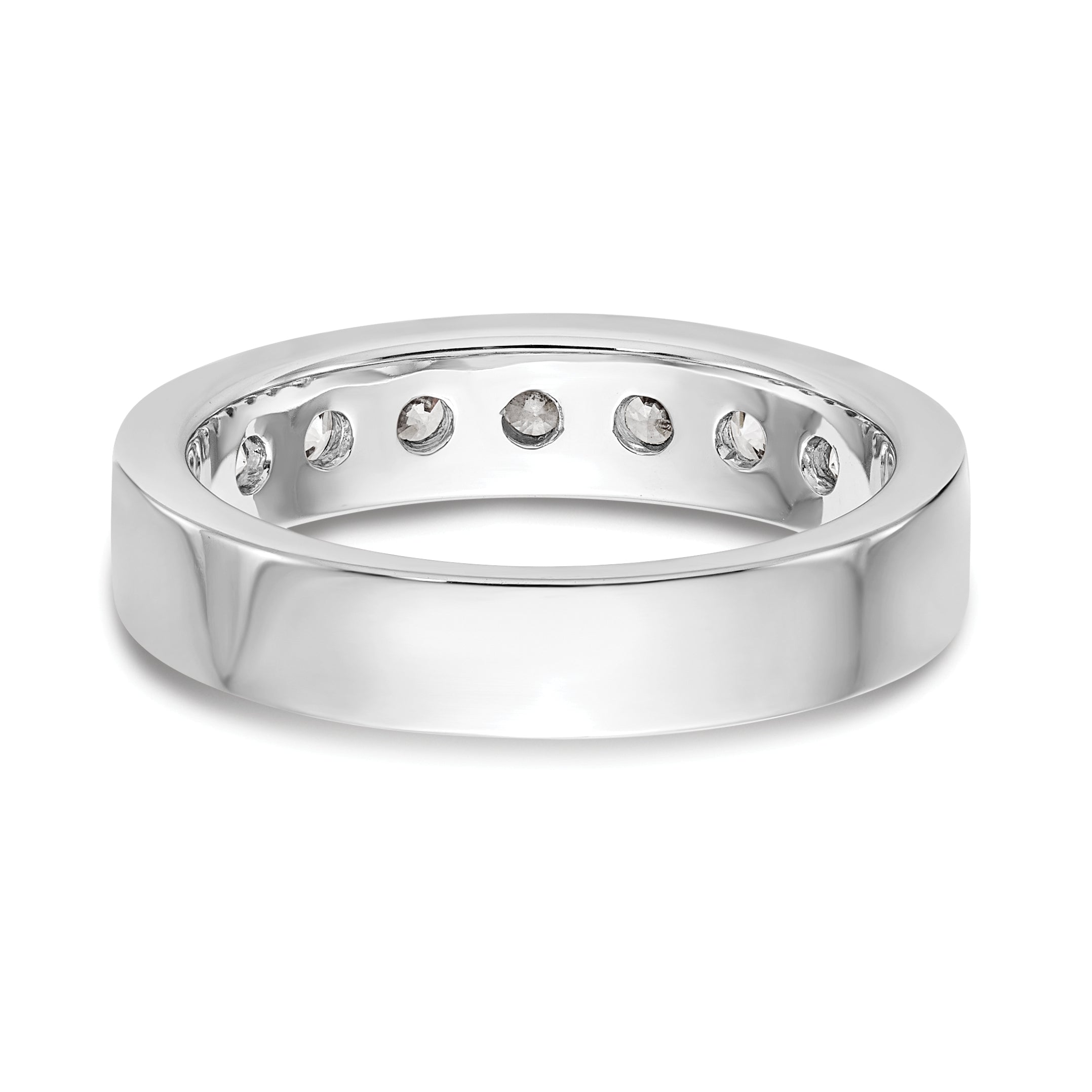 14K White Gold 7-Stone 3/4 carat Round Diamond Complete Channel Band