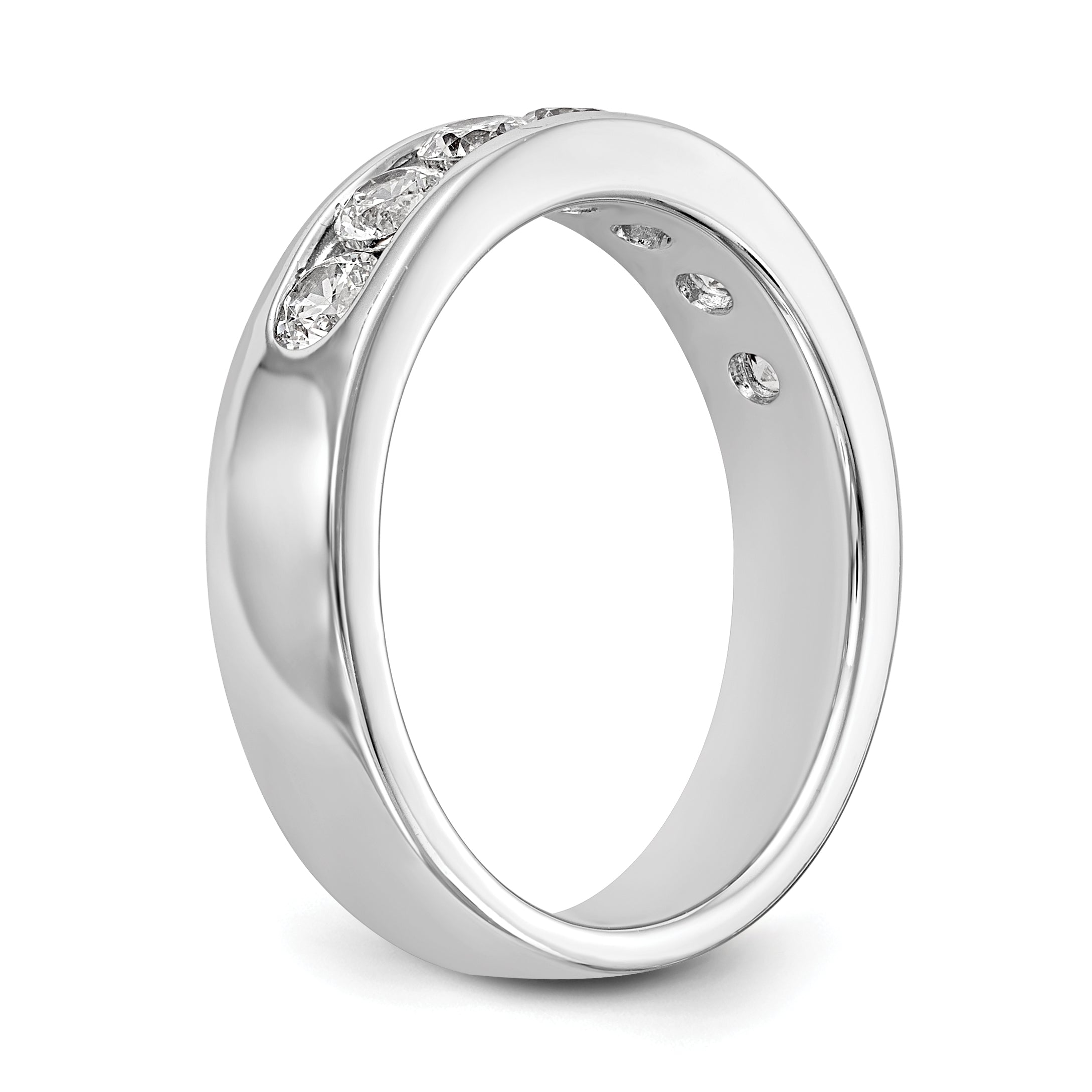 14K White Gold 7-Stone 3/4 carat Round Diamond Complete Channel Band