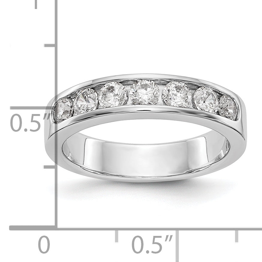 14K White Gold 7-Stone 3/4 carat Round Diamond Complete Channel Band