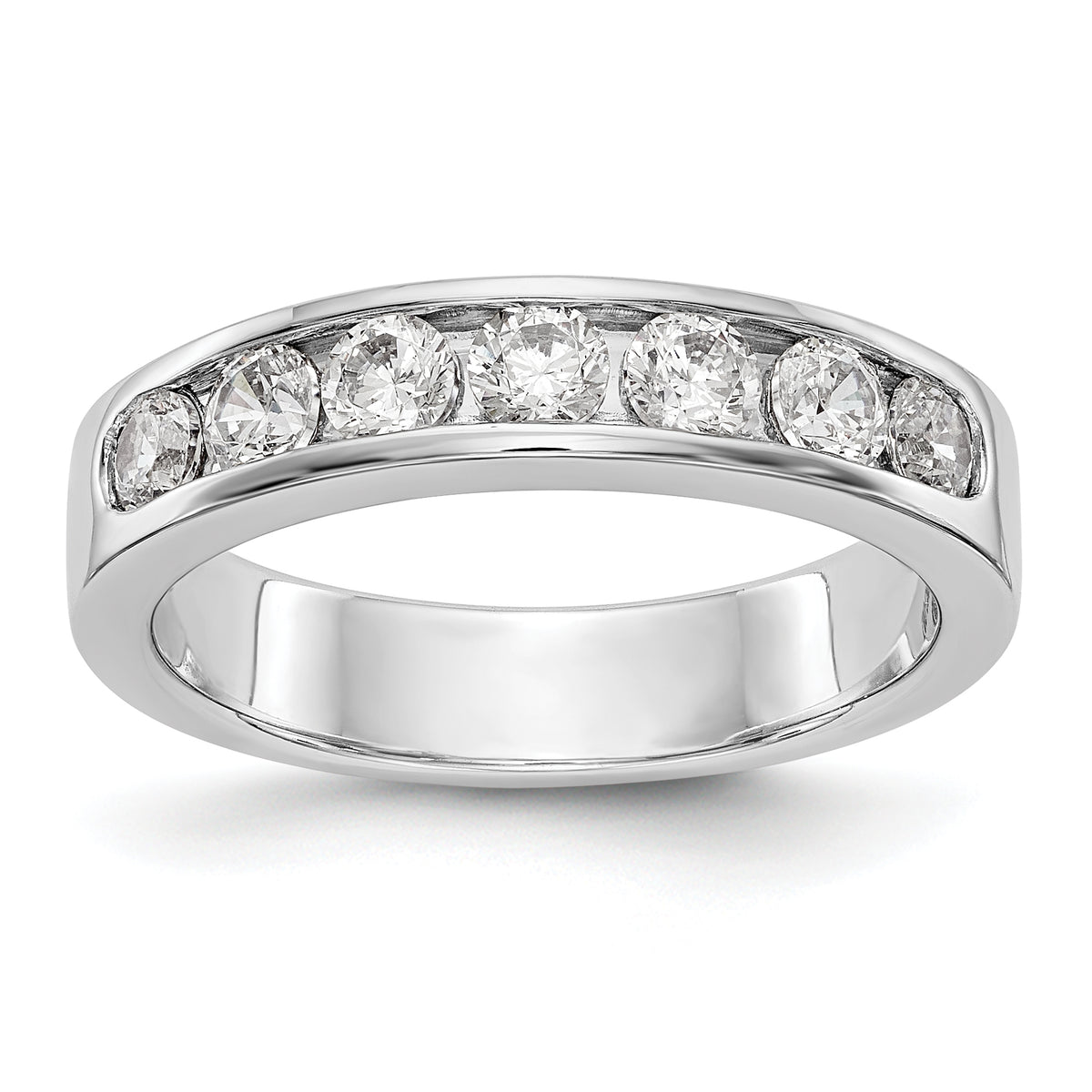 14K White Gold 7-Stone 3/4 carat Round Diamond Complete Channel Band - 6