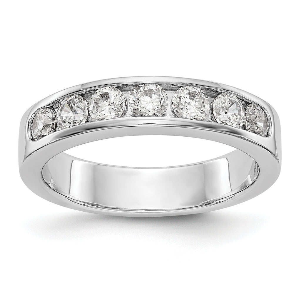 14K White Gold 7-Stone 3/4 carat Round Diamond Complete Channel Band
