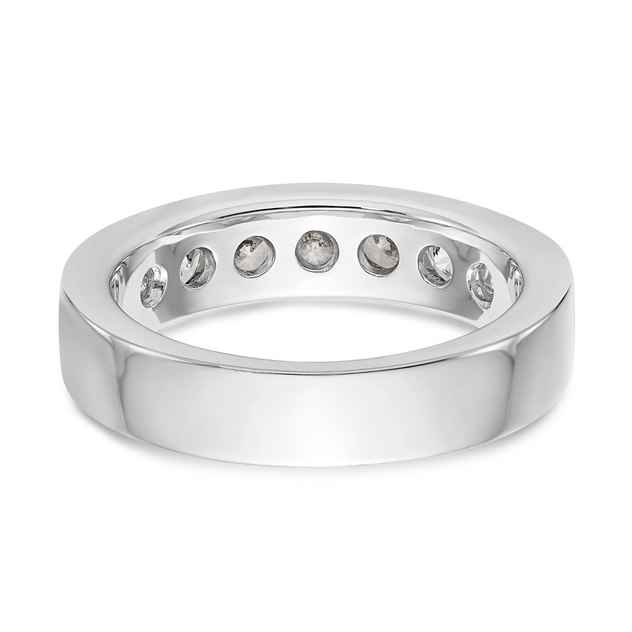 14K White Gold 7-Stone 1 carat Round Diamond Complete Channel Band