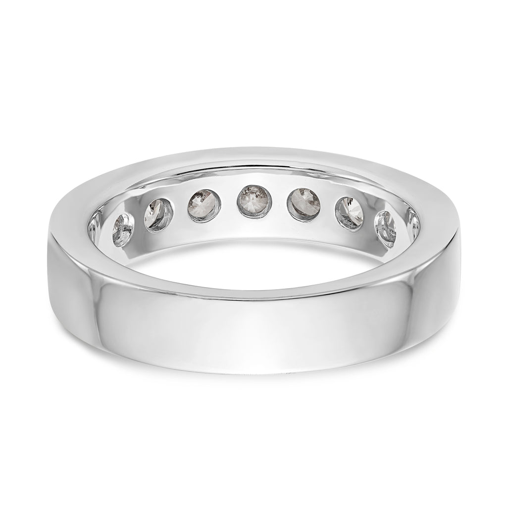 14K White Gold 7-Stone 1 carat Round Diamond Complete Channel Band
