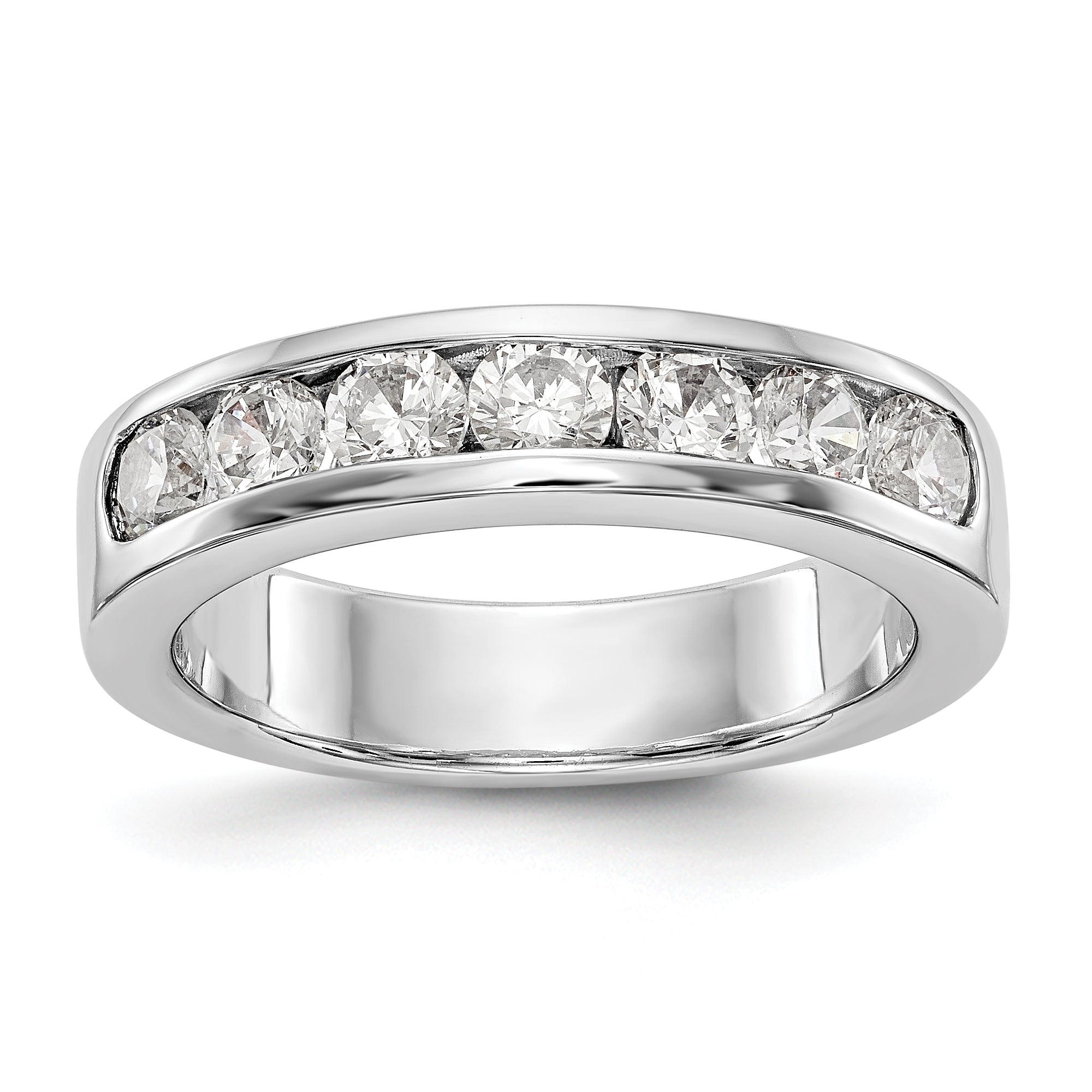 14K White Gold 7-Stone 1 carat Round Diamond Complete Channel Band Main image