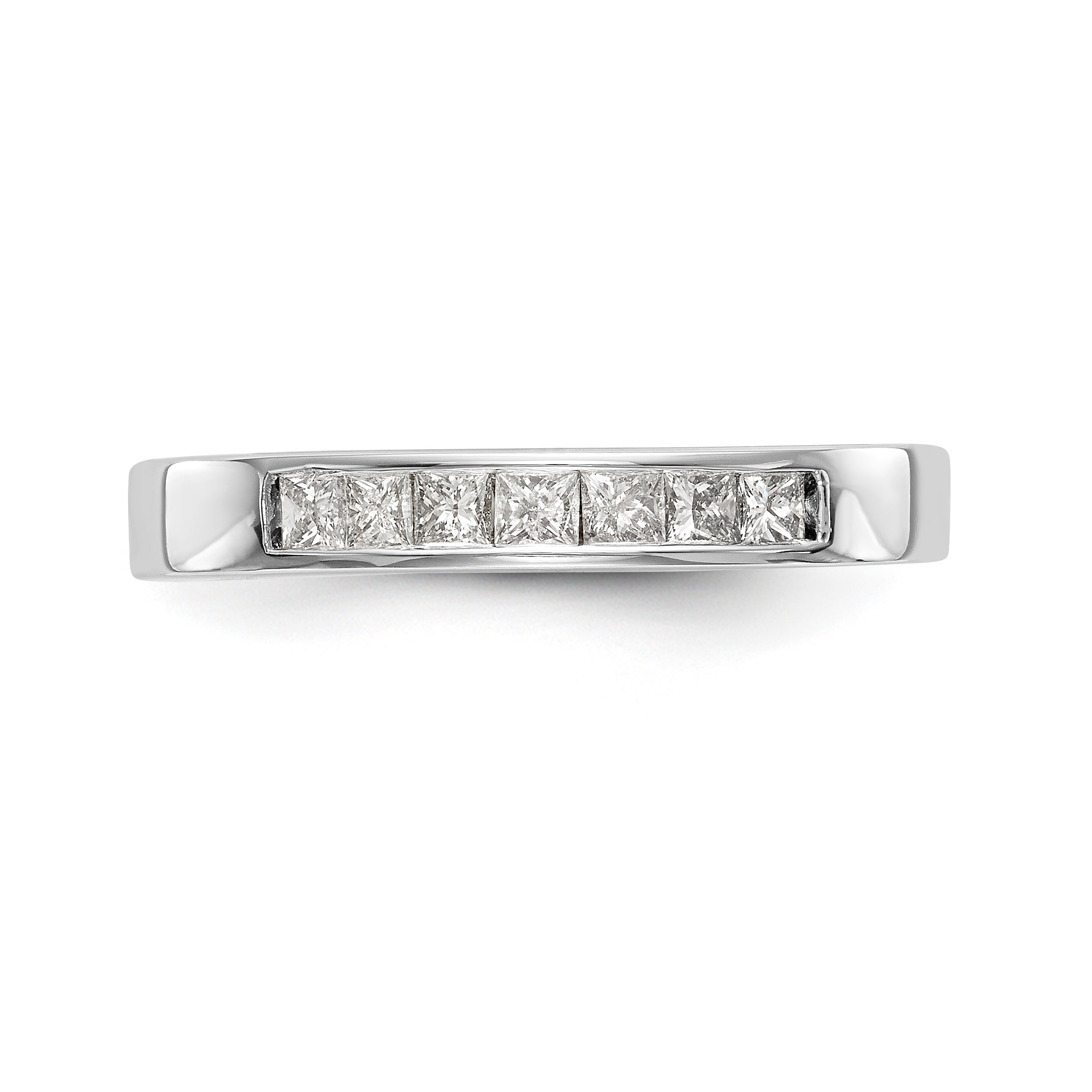 14K White Gold 7-Stone 1/3 carat Princess Diamond Complete Channel Band - 7