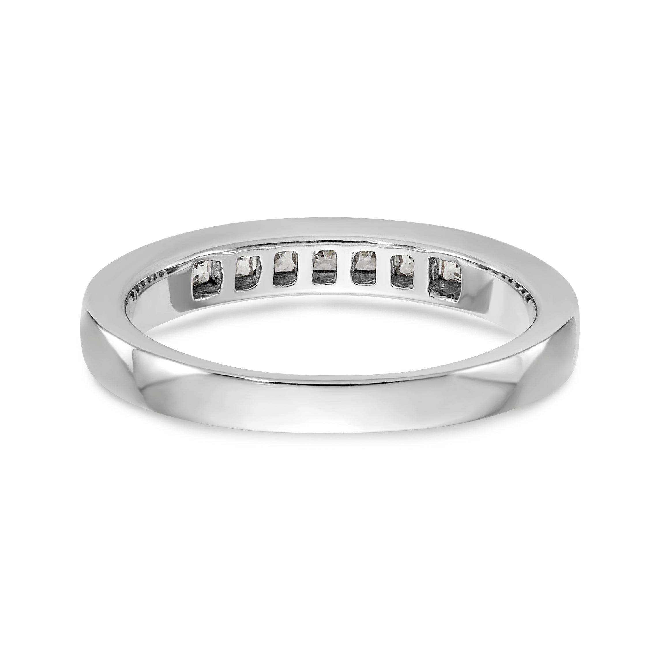 14K White Gold 7-Stone 1/3 carat Princess Diamond Complete Channel Band - 7
