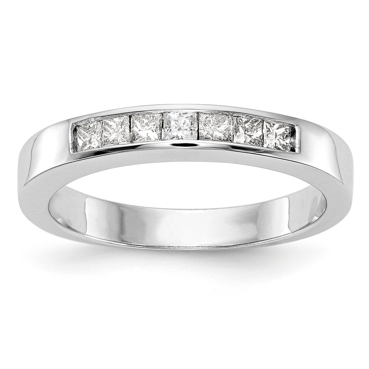 14K White Gold 7-Stone 1/3 carat Princess Diamond Complete Channel Band