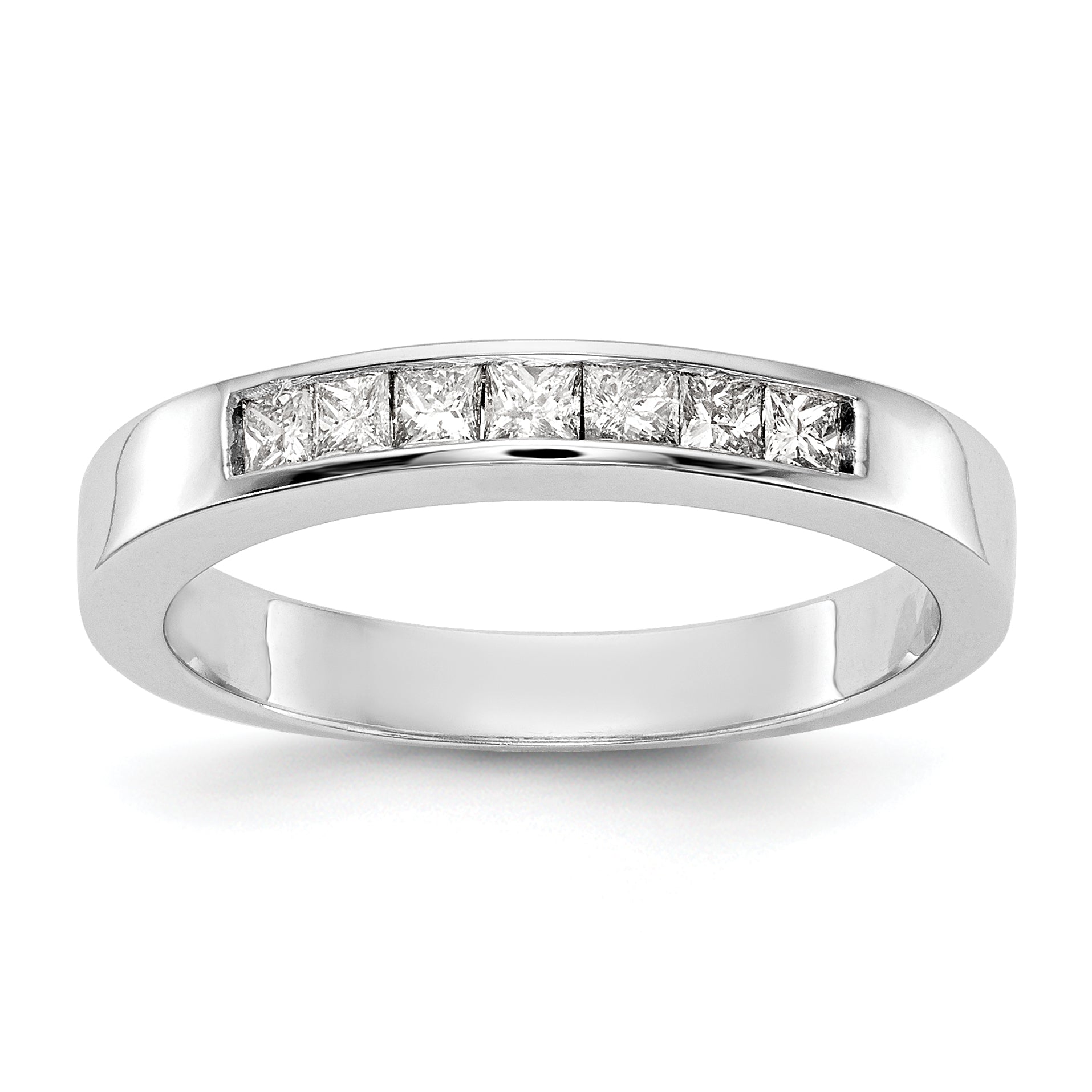 14K White Gold 7-Stone 1/3 carat Princess Diamond Complete Channel Band Main image