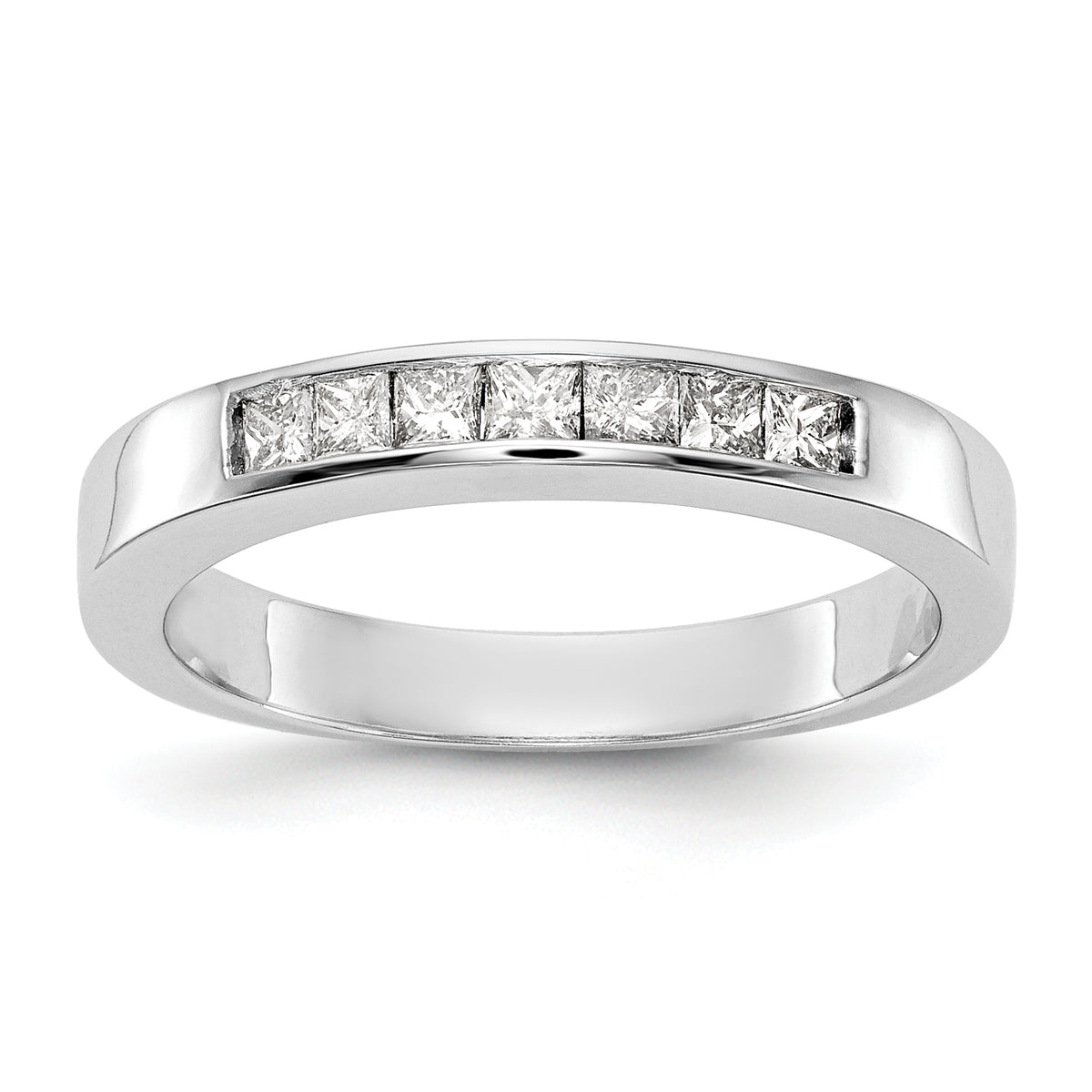 14K White Gold 7-Stone 1/3 carat Princess Diamond Complete Channel Band