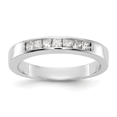 14K White Gold 7-Stone 1/3 carat Princess Diamond Complete Channel Band