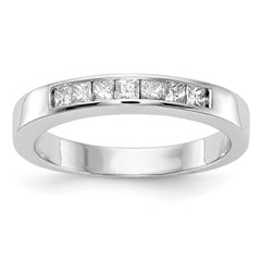 14K White Gold 7-Stone 1/3 carat Princess Diamond Complete Channel Band - 7