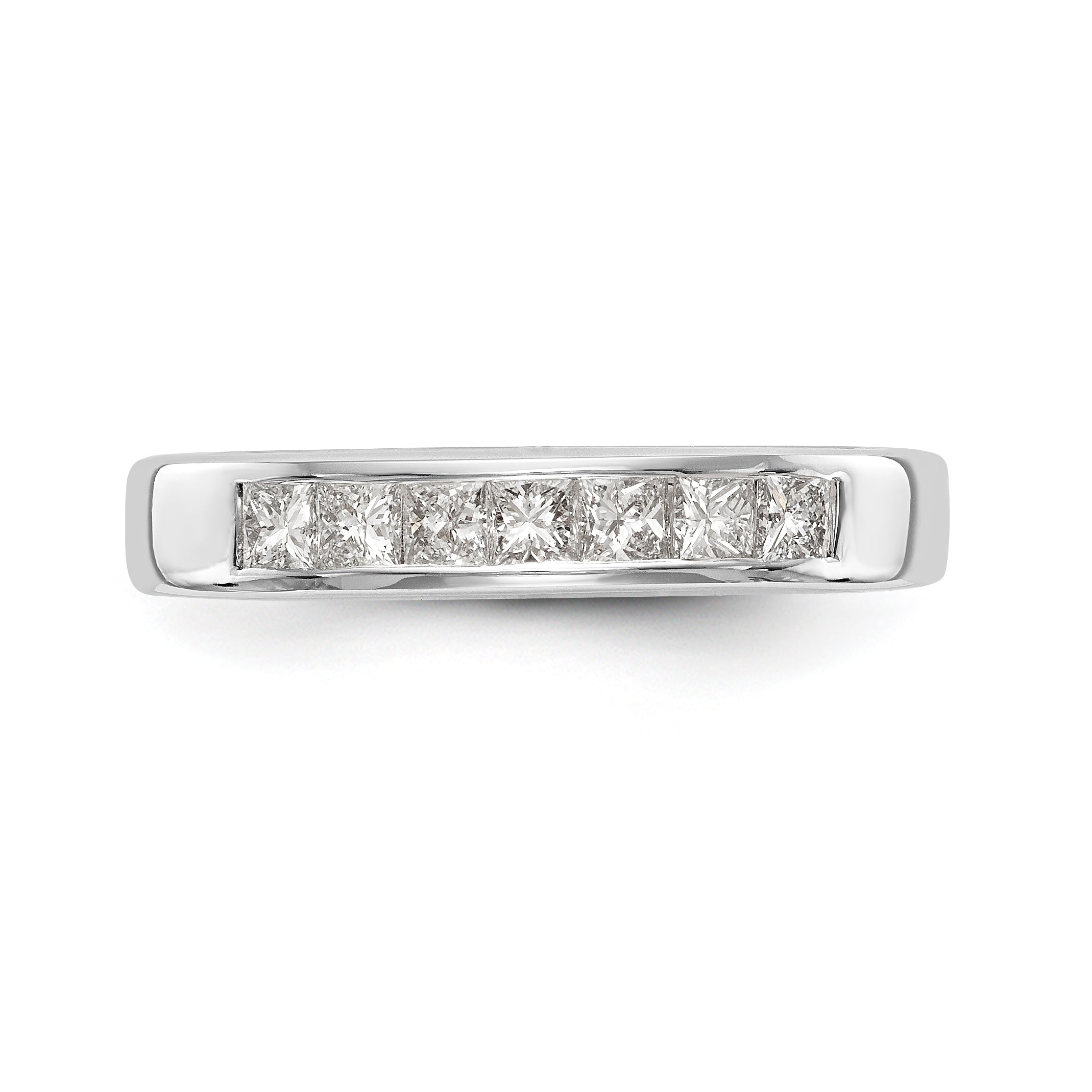 14K White Gold 7-Stone 1/2 carat Princess Diamond Complete Channel Band - 7