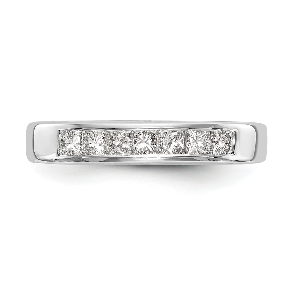 14K White Gold 7-Stone 1/2 carat Princess Diamond Complete Channel Band
