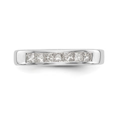 14K White Gold 7-Stone 1/2 carat Princess Diamond Complete Channel Band - 7