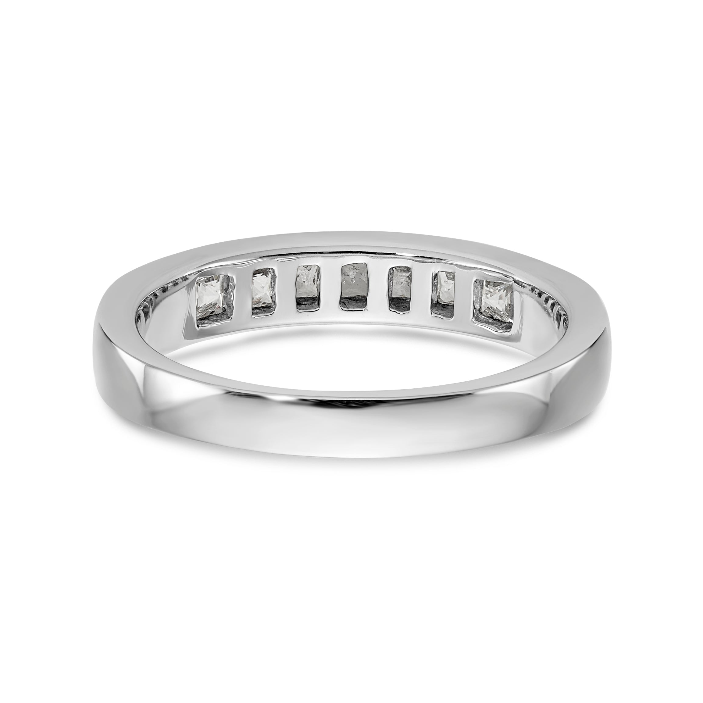 14K White Gold 7-Stone 1/2 carat Princess Diamond Complete Channel Band - 7