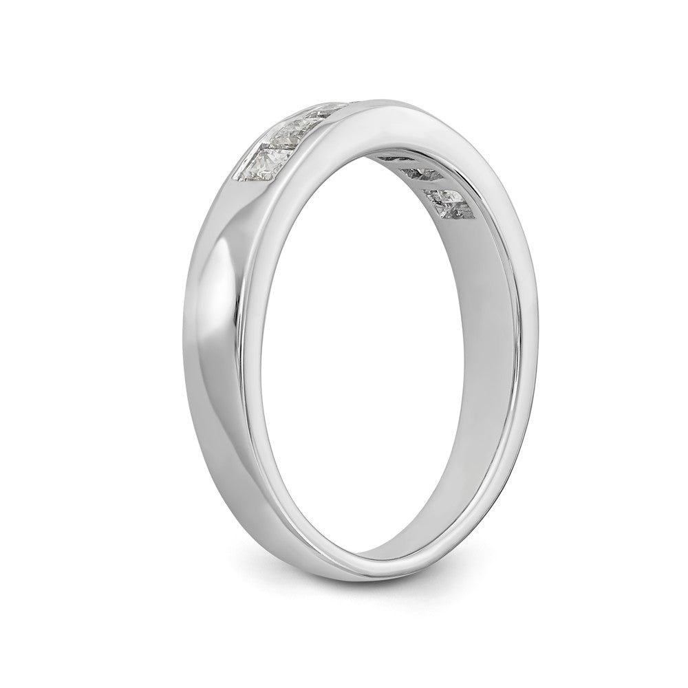 14K White Gold 7-Stone 1/2 carat Princess Diamond Complete Channel Band - 7