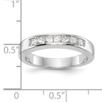 14K White Gold 7-Stone 1/2 carat Princess Diamond Complete Channel Band