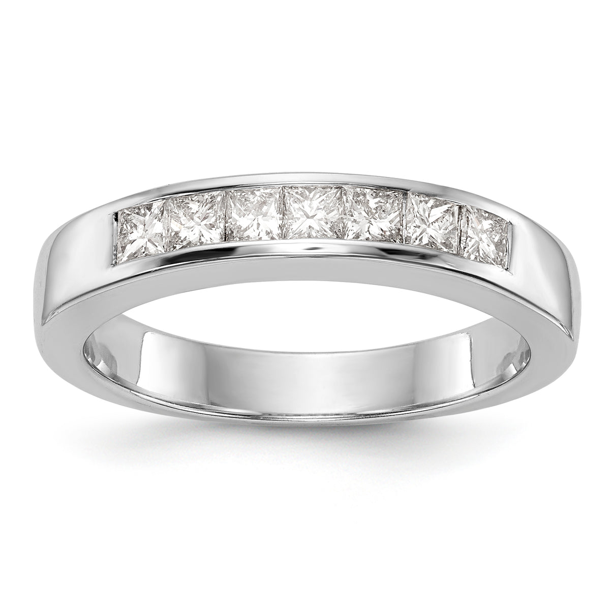 14K White Gold 7-Stone 1/2 carat Princess Diamond Complete Channel Band - 7