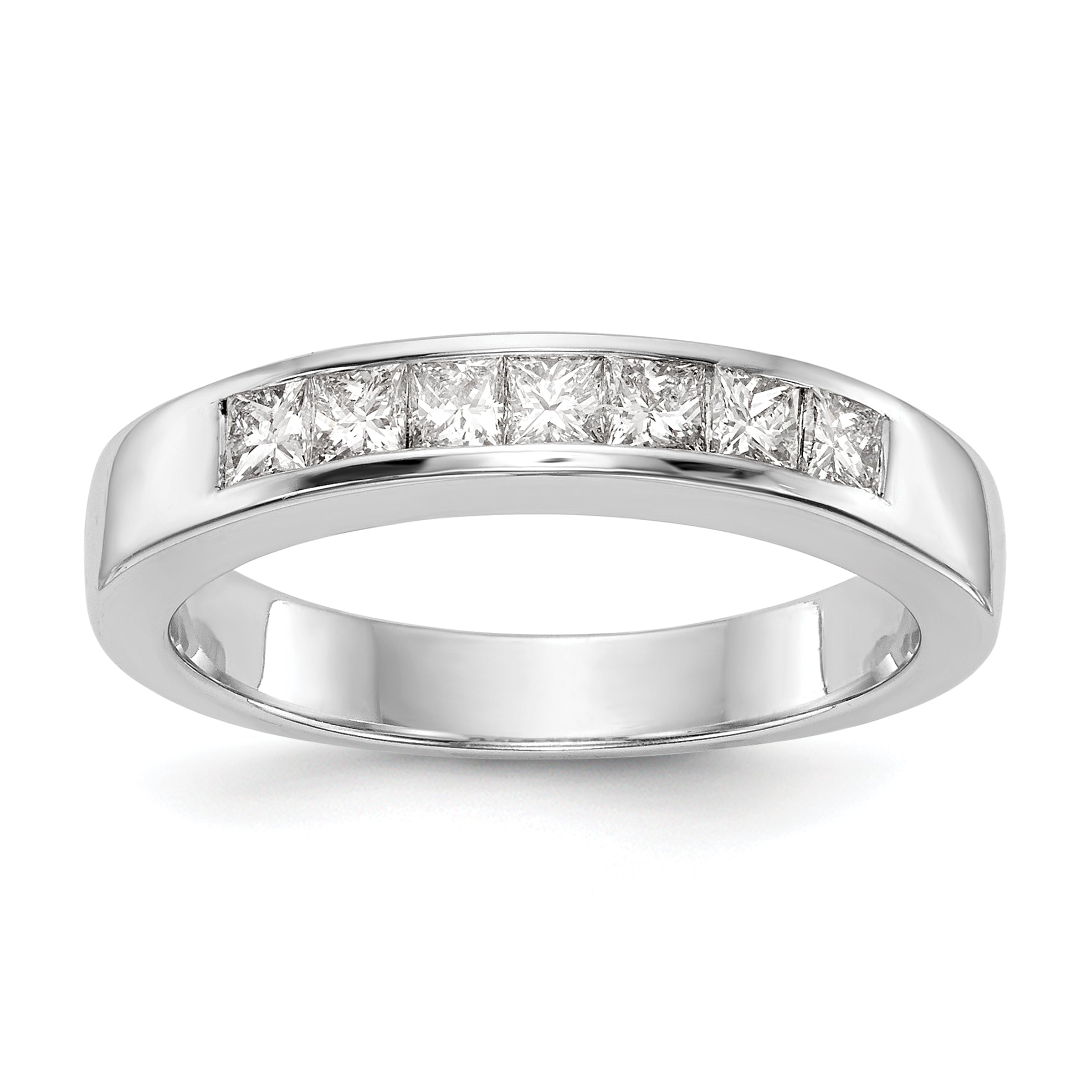 14K White Gold 7-Stone 1/2 carat Princess Diamond Complete Channel Band Main image